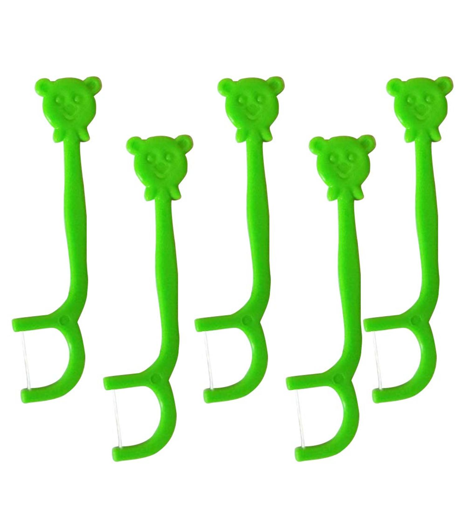 SUPVOX Bear Design Dental Floss Sticks - 100 Disposable Toothpicks for Kids - Eco-Friendly Dental Care Set (Green) - Buy Online on GoSupps.com