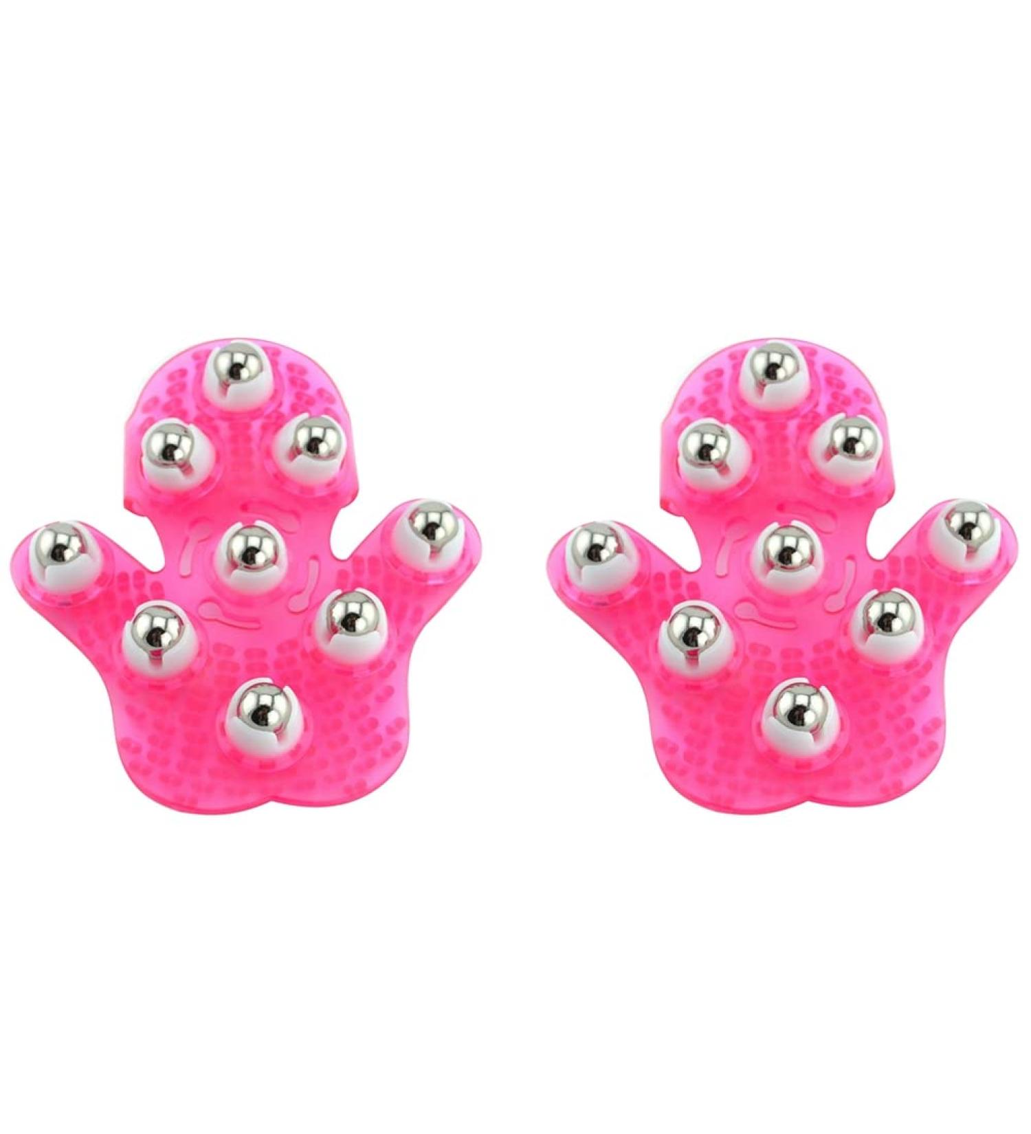 Brensty 2X Palm Shaped Massage Glove - 9 Roller Body Massage Device with Metal Balls (Pink) - International Shipping Available - Buy Online on GoSupps.com