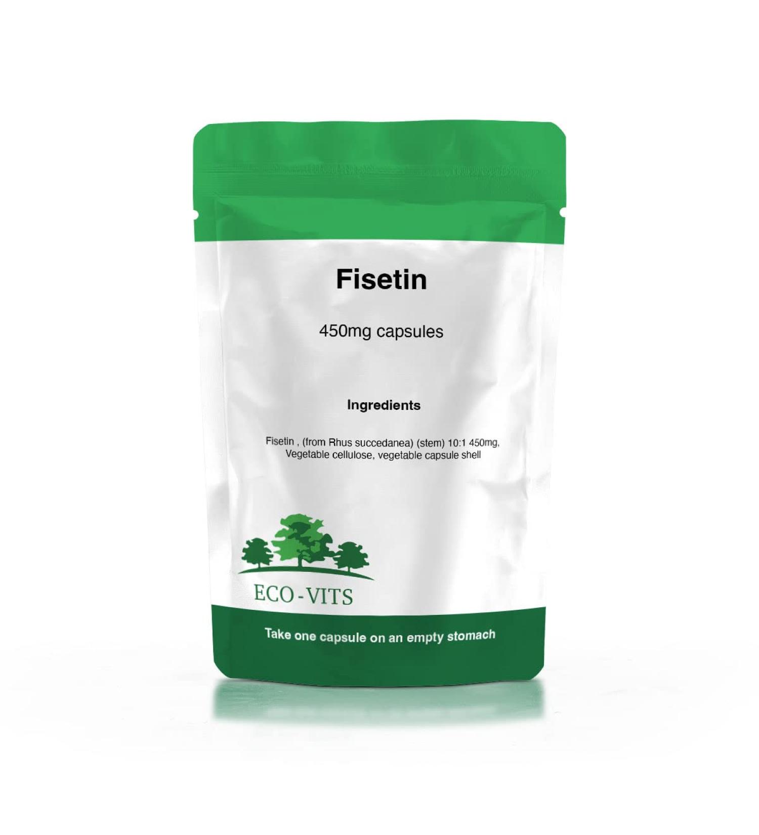 Eco-Vits ECO-VITS Fisetin (450 mg) 365 CAPSULES Recyclable packaging Sealed pouch