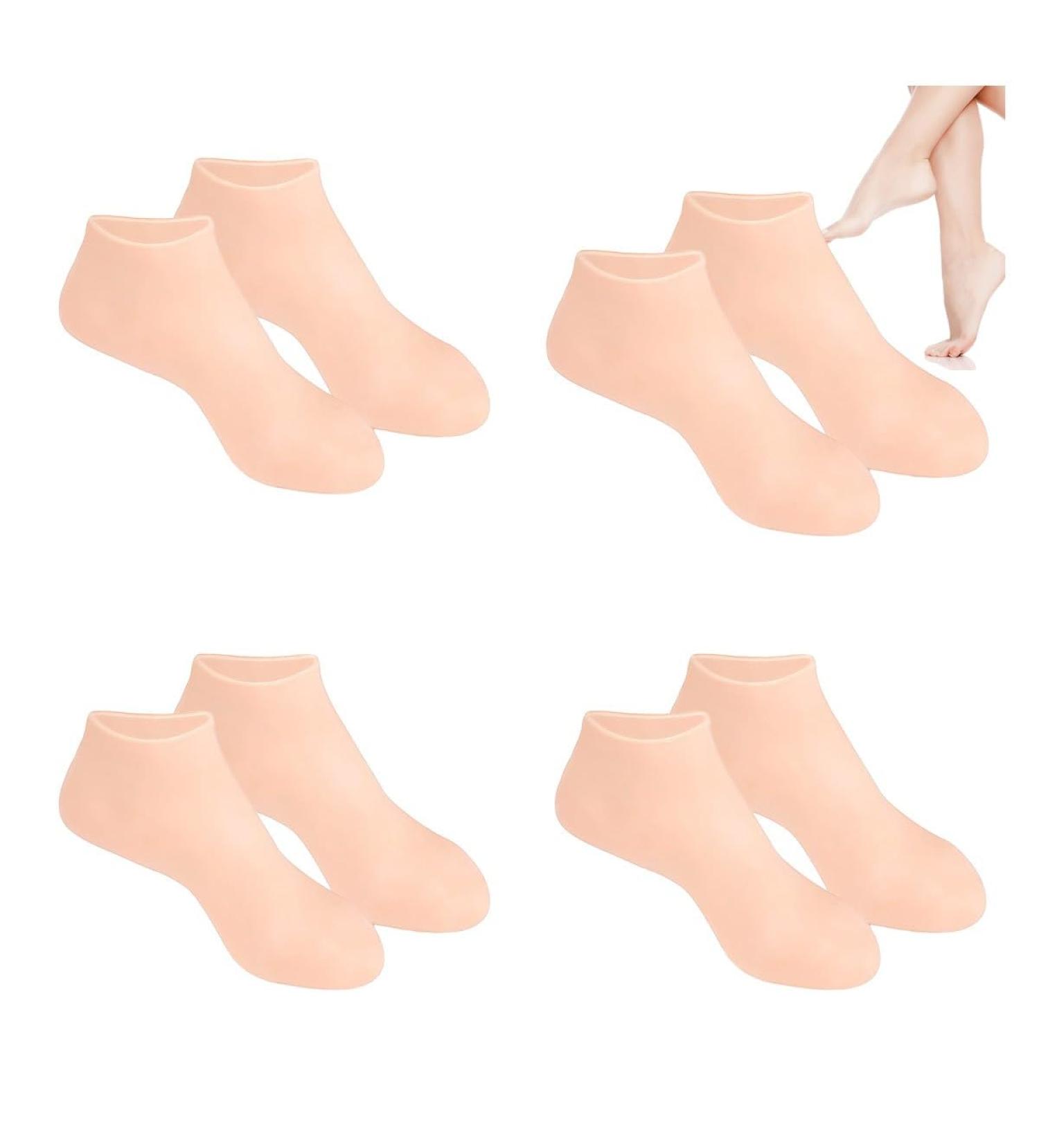 Silicone Socks for Feet | Moisturizing & Slip-Resistant Gel Socks for Women | 4 Pairs of Winter Foot Care Socks for Cracked Heels - Buy Online on GoSupps.com