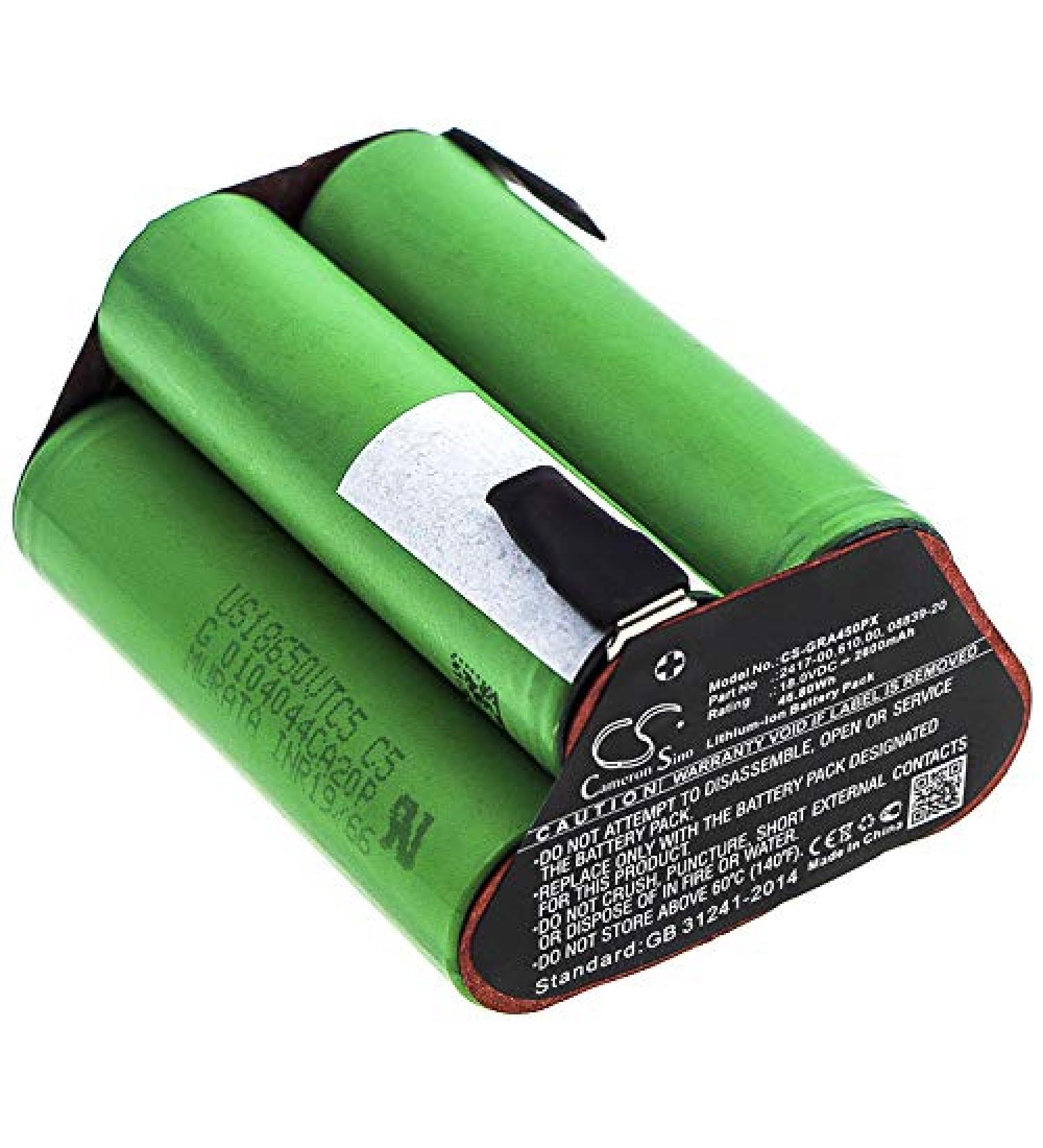 2600mAh Replacement Battery for Accucut 400Li Accucut 450Li 02417-20 08839-20 2417-00.610.00 (18.0V)