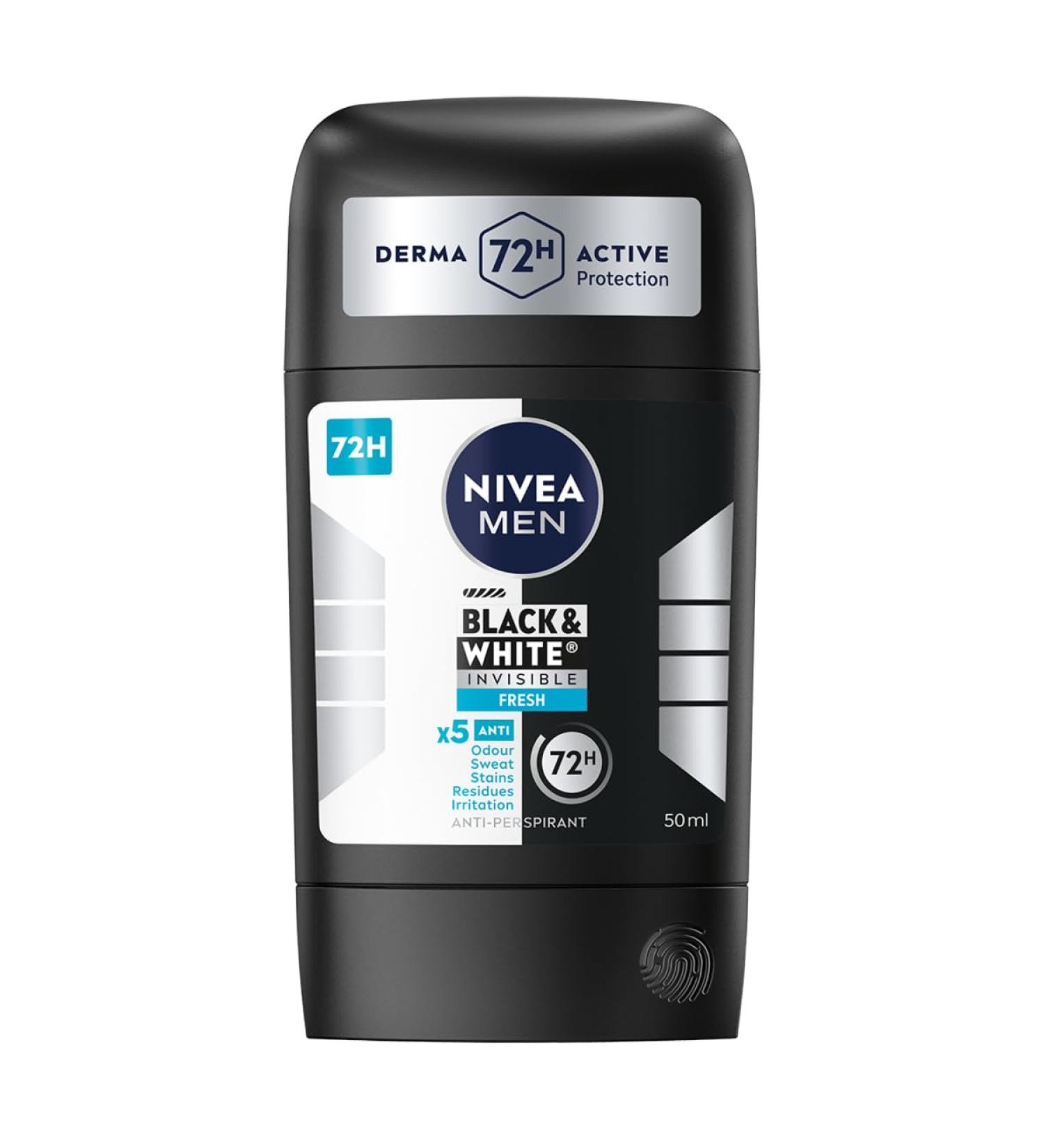  NIVEA MEN NIVEA MEN Black & White 48H Antiperspirant Stick for Men 50ml - Buy Online on GoSupps.com
