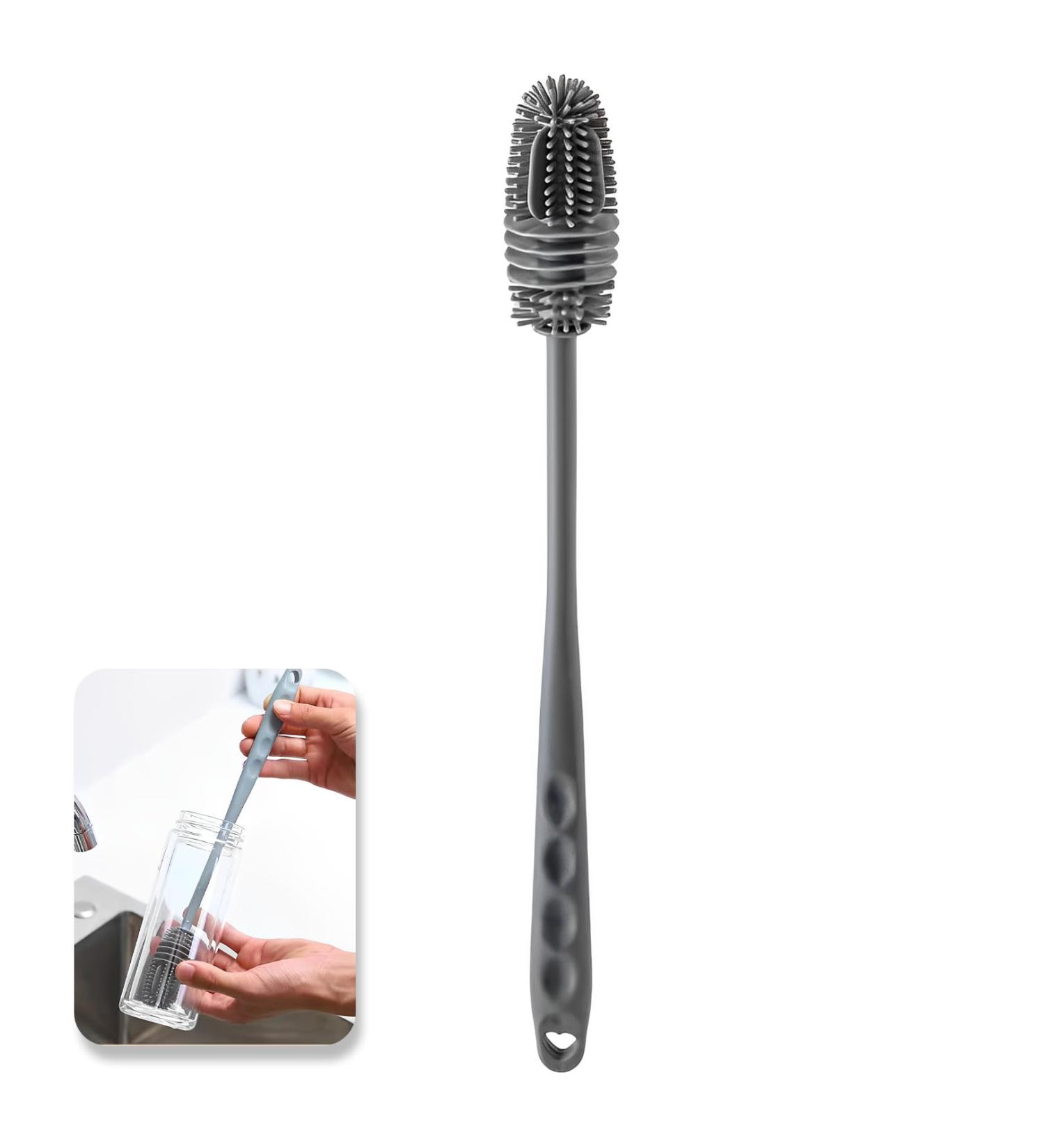 Premium Long Stem Bottle Brush - Silicone Gray Cleaner for Bottles Vases & Narrow Containers - Buy Online on GoSupps.com
