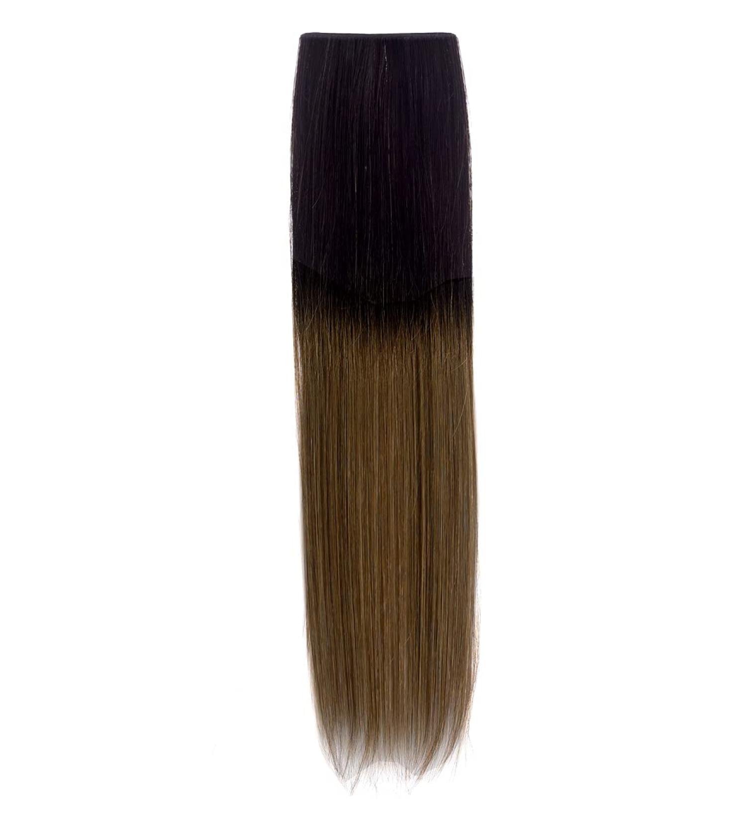 Forever Young UK Dip Dye Ombre 100% Human Hair Clip in Extensions Natural Black to Light Brown 1B/5# (18")