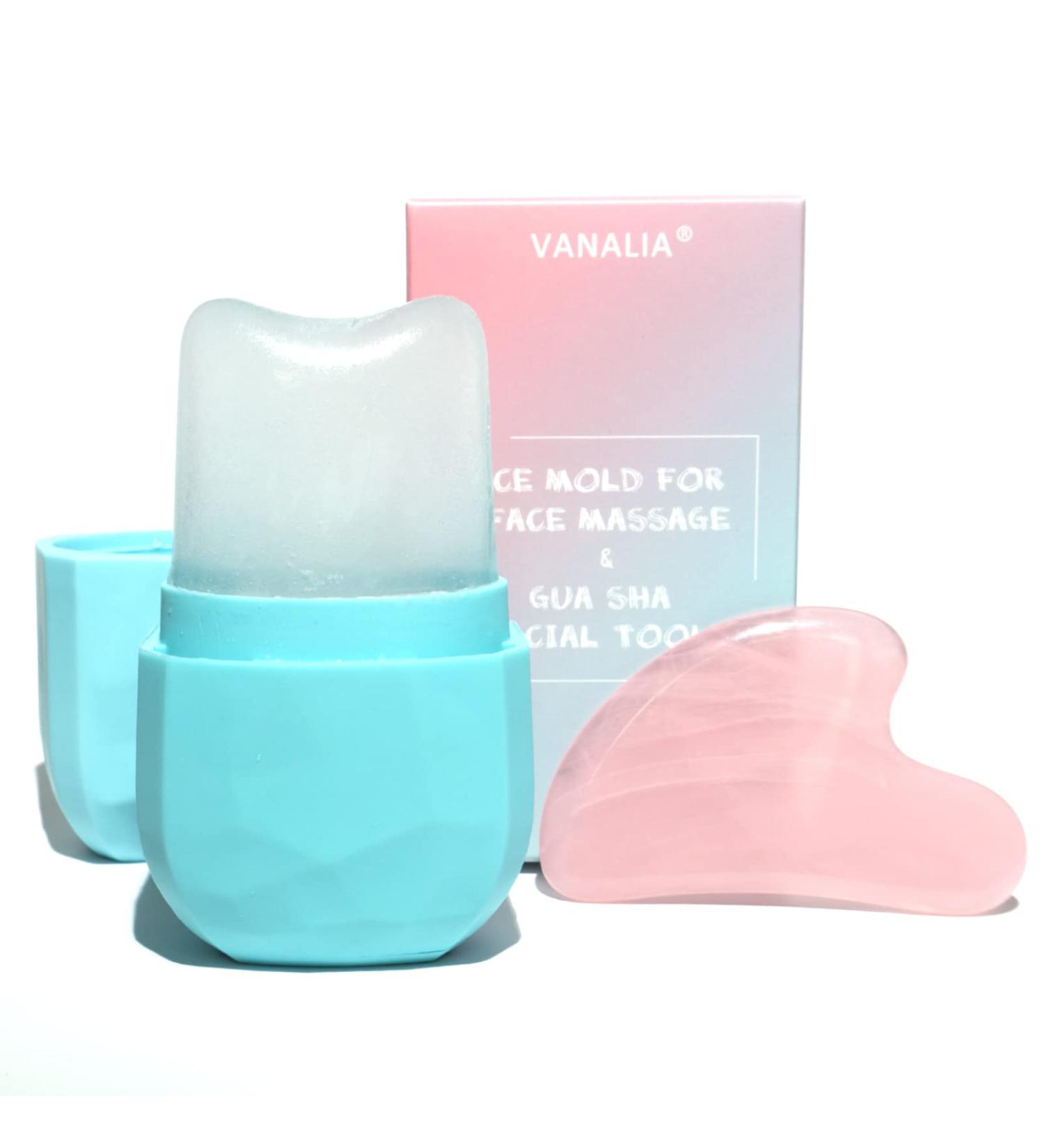 Vanalia Ice Roller for Face and Eye Gua Sha Massage - Facial Beauty Tool with Silicone Mold - Blue - Buy Online on GoSupps.com