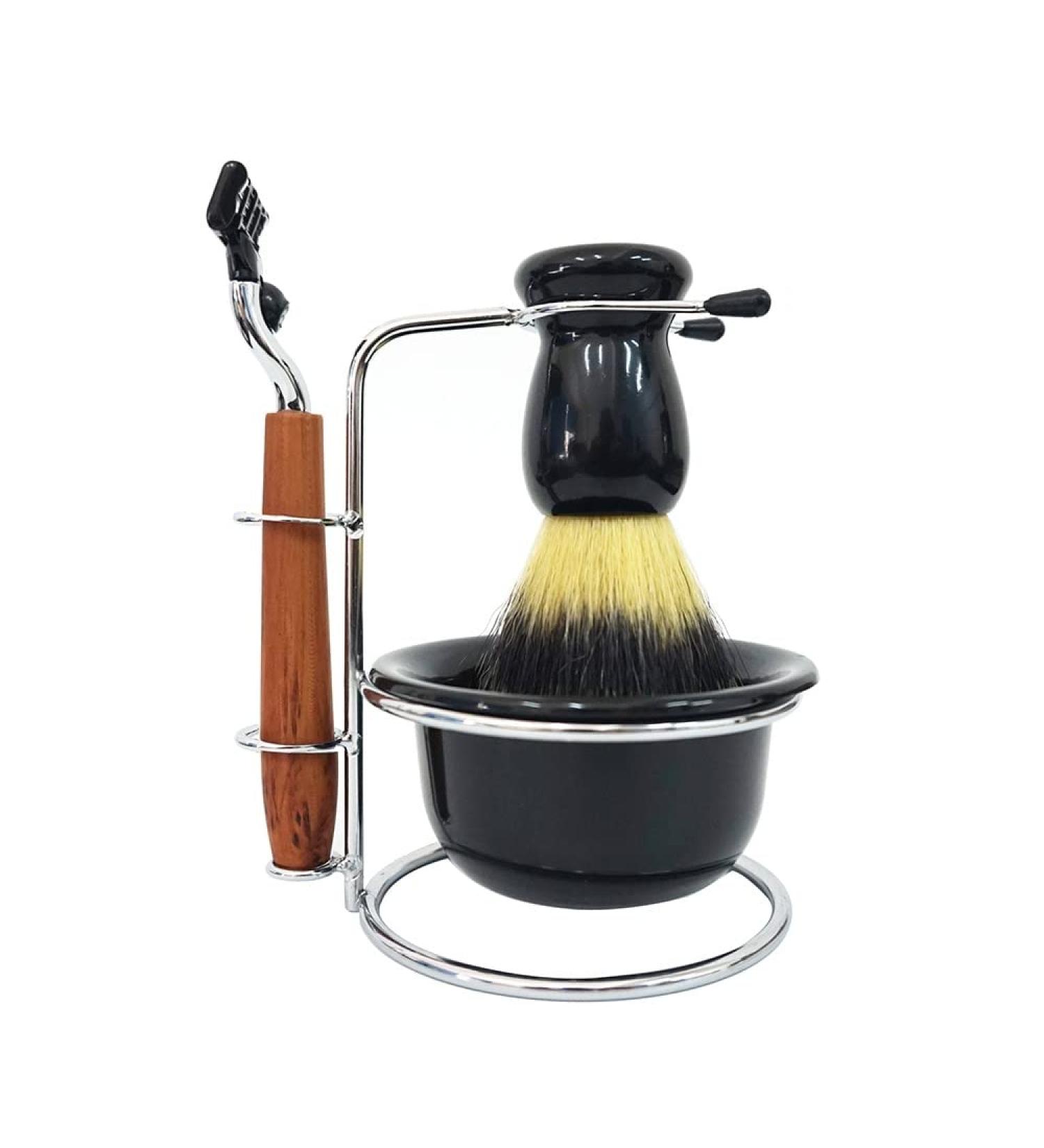 BGGIWY Men's Shaving Brush Set - Stainless Steel Razor Holder Manual Shaving Brush & Soap Bowl - 10x14.5cm Silver - Premium Shaving Accessories - Buy Online on GoSupps.com