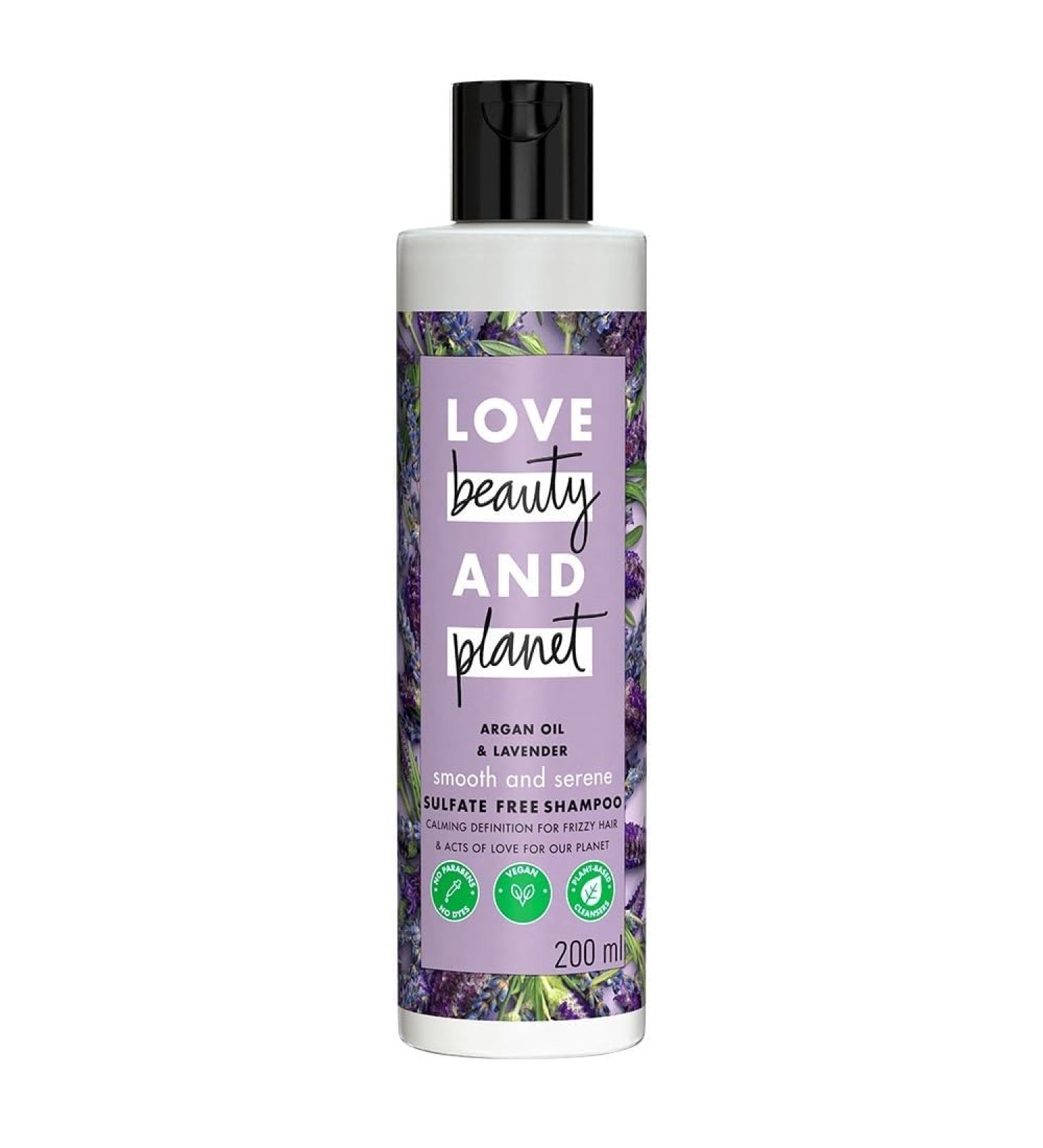 L'ove-Bea'uty & P'lanet Argan Oil and Lavender Sulfate Free Smooth and Serene Shampoo|| No Parabens|| No Dyes|| 200ml - Buy Online on GoSupps.com
