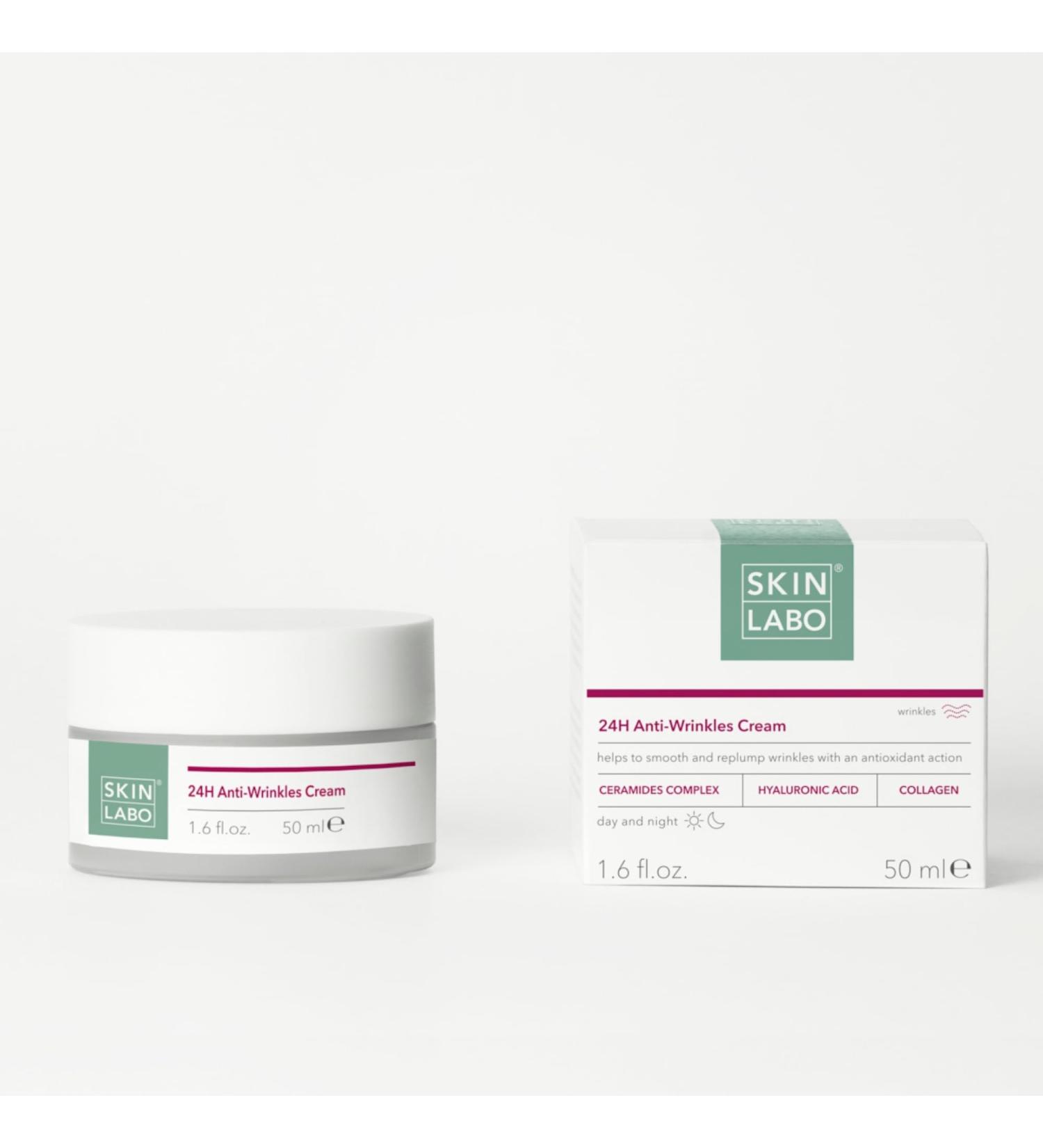 SkinLabo 24H Anti-Wrinkle Cream Nourishes and Firms Skin Smoothes and Replenishes Wrinkles Antioxidant and Moisturizing Action with 3 Ceramides Collagen - 50 ml New Version - Buy Online on GoSupps.com