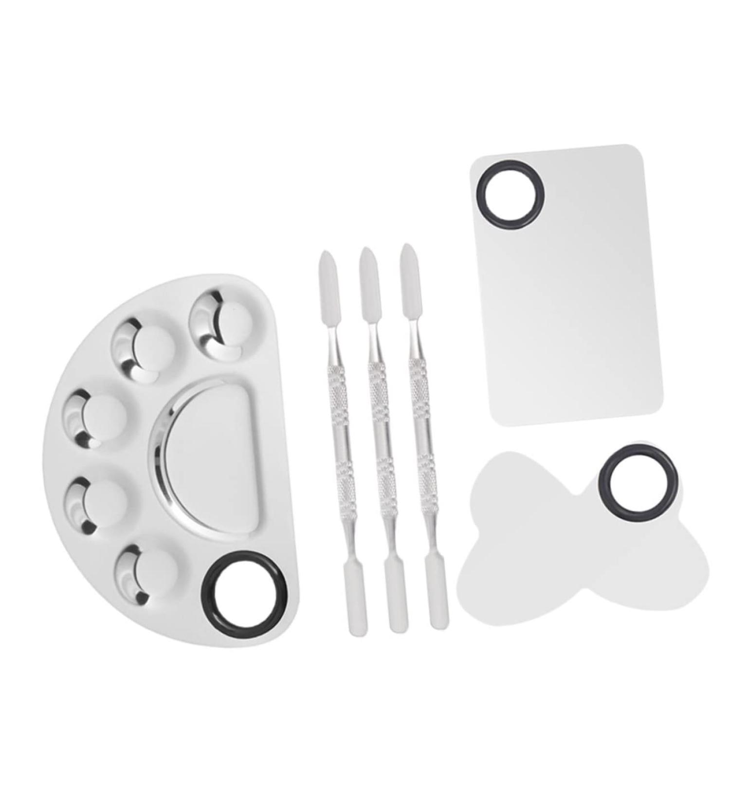 FRCOLOR 3 nail art palette stainless steel mixing art painting makeup mixing trays Color Mixing Spatula stainless steel makeup oil paint nail tools nail art polish trays reconcile scraper - Buy Online on GoSupps.com