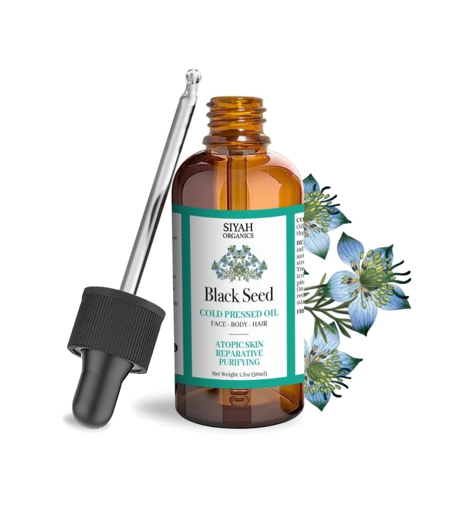 Siyah Organics Black Seed Cold-Pressed Oil Fortifying & Healing for Hair Skin & Nails 100% Natural 1.7oz - Buy Online on GoSupps.com
