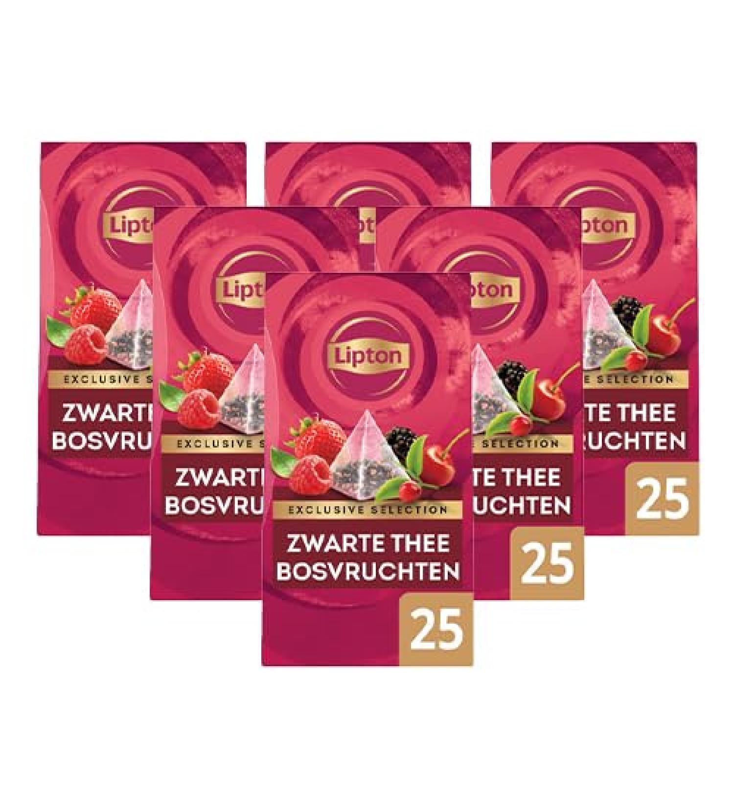 Lipton Exclusive Selection - Bosvruchten 25 theezakjes - Doos 6 stuks
