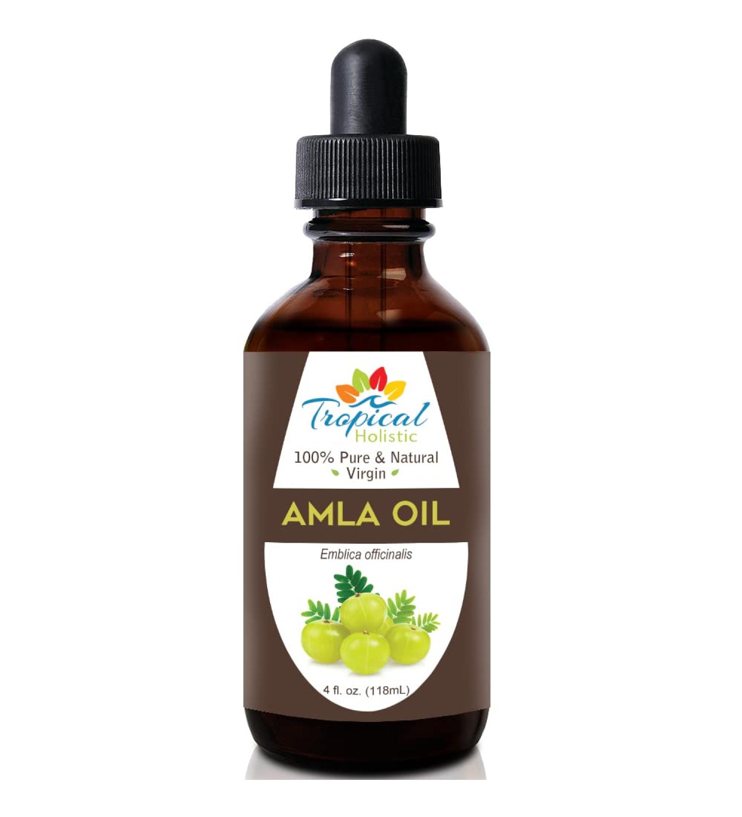 Tropical Holistic 4 oz Amla Oil - 100% Pure & Unrefined Indian Gooseberry Oil - Organic, Non-GMO - For Healthy Beard, Scalp & Split Ends - Buy Online on GoSupps.com