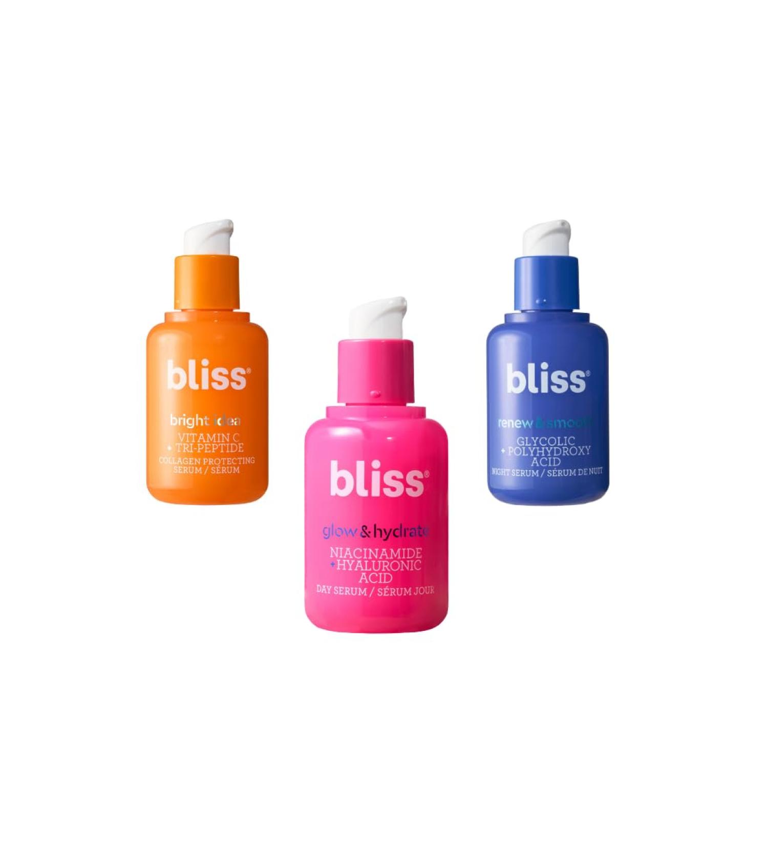 Bliss Vitamin C Face Serum + Glow & Hydrate Hyaluronic Acid Peptides + Niacinamide Antioxidant Brightening Dark Spot - Anti-Aging - Renew Night Acne Glycolic Uneven Tone - Buy Online on GoSupps.com