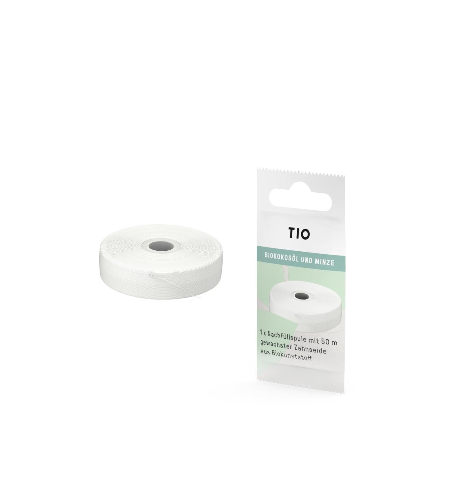 TIO: Vegan Waxed Dental Floss Refill Spool - 50m (4 Pack) | Eco-Friendly & Effective Dental Care - Buy Online on GoSupps.com