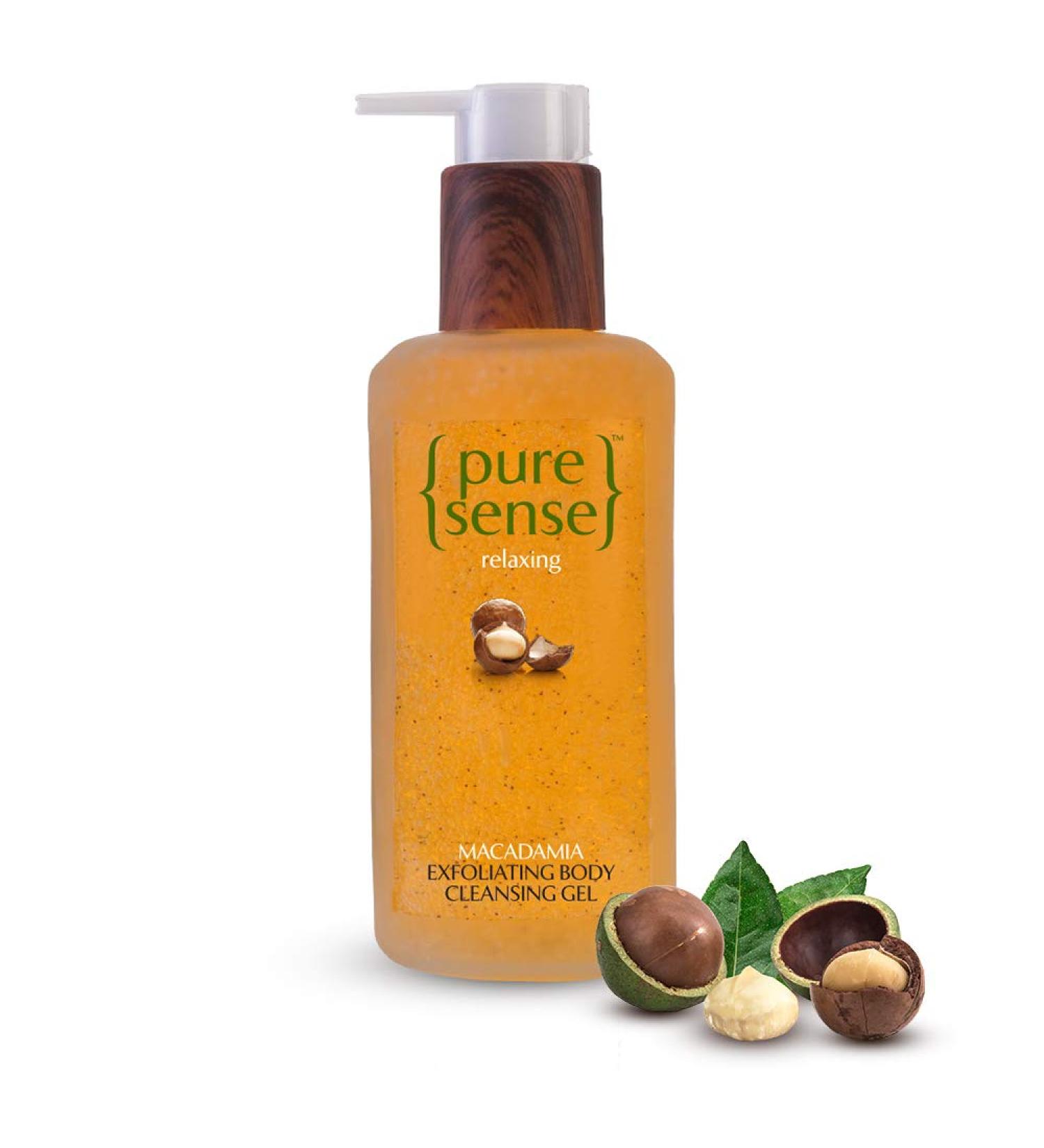 Buy PureSense Relaxing Macadamia Exfoliating Body Cleansing Gel - Sulphate & Paraben Free (200ml) | International Shipping - Buy Online on GoSupps.com