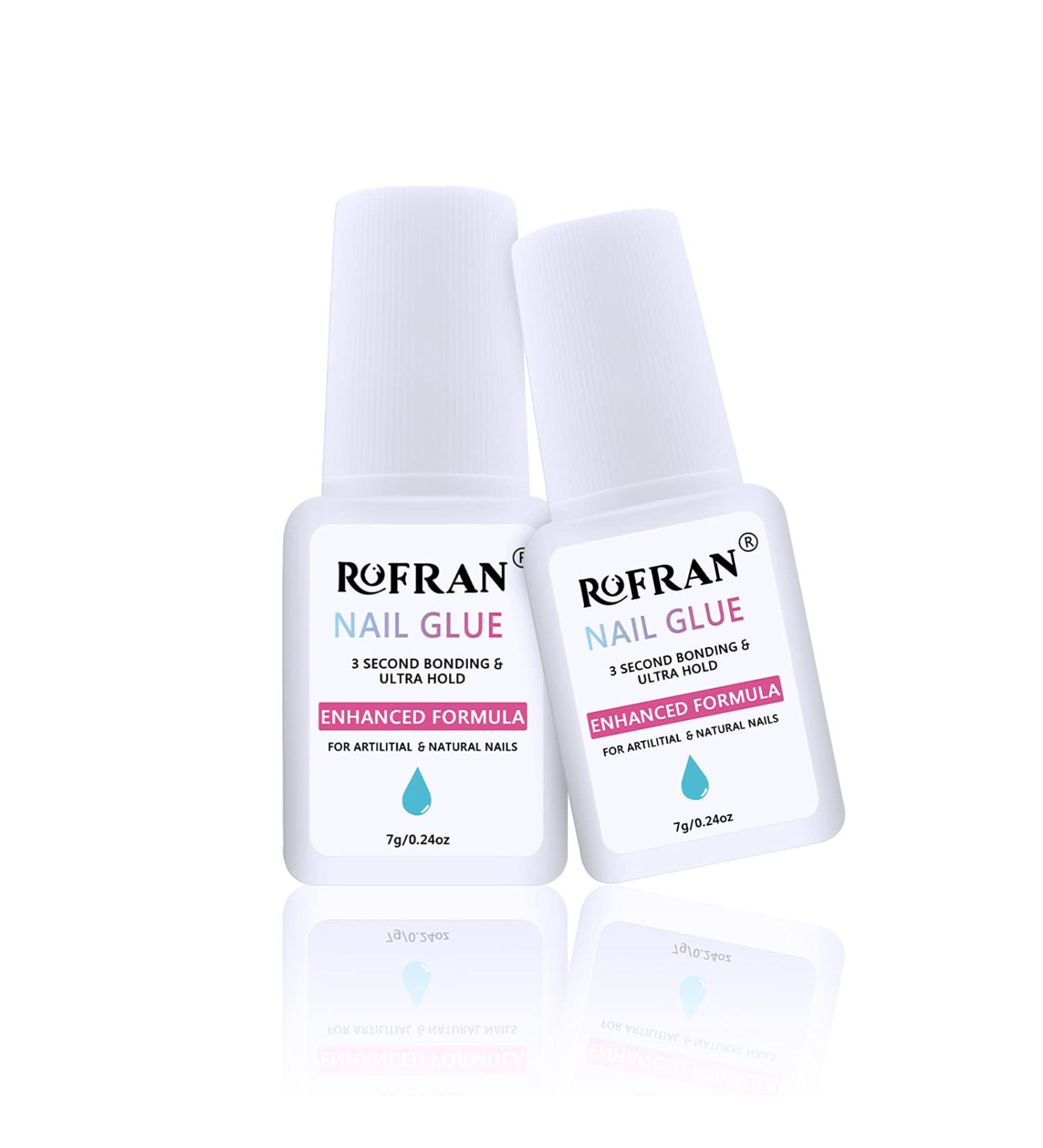 Rofran Ultra Quick & Strong Nail Glue - New Formula for Acrylic & Press On Nails - Fast Drying Adhesive - 2 Bottles - Buy Online on GoSupps.com