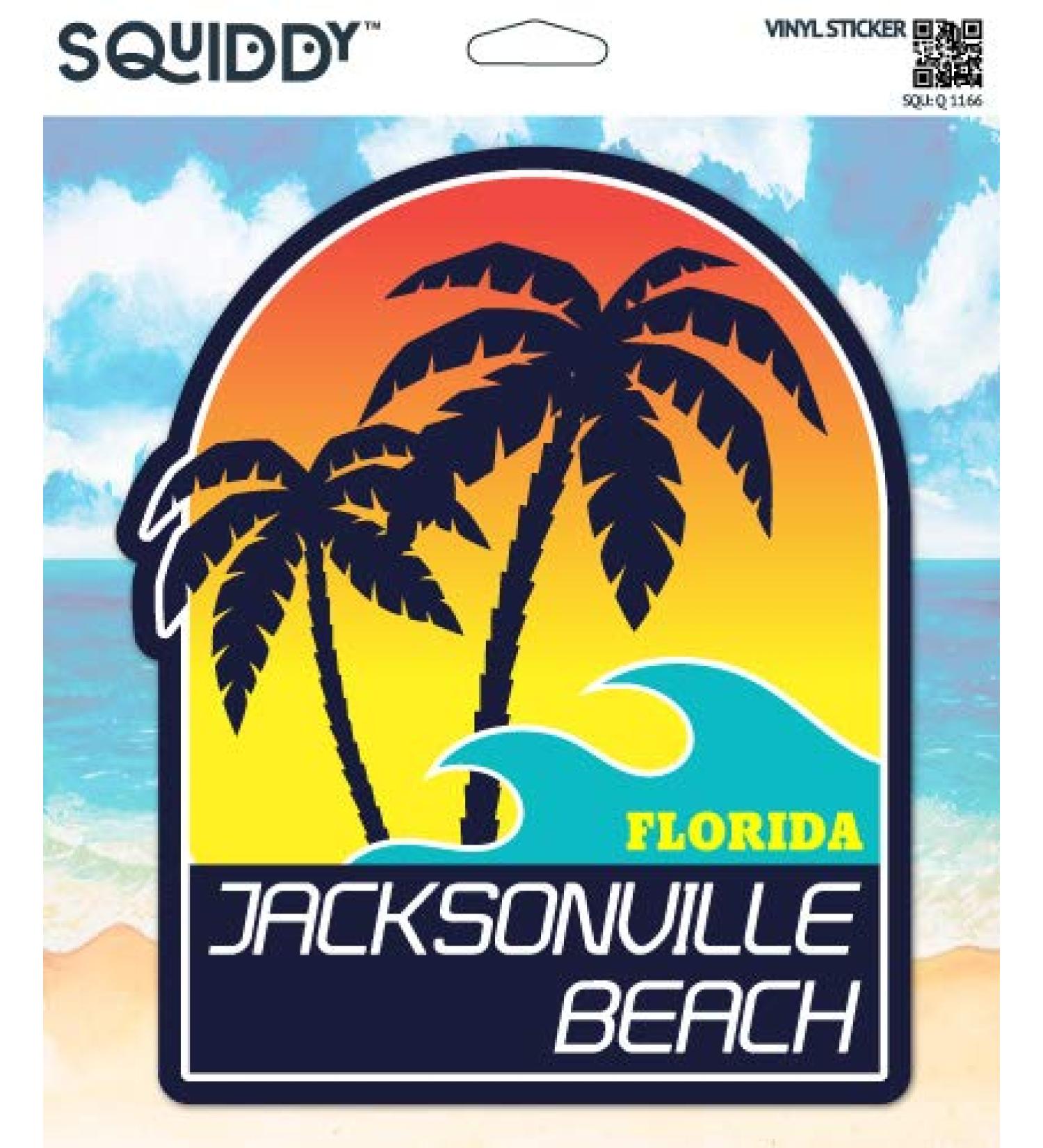 Squiddy Jacksonville Beach Florida - Vinyl Sticker Decal for Phone, Laptop, Water Bottle (3" high)