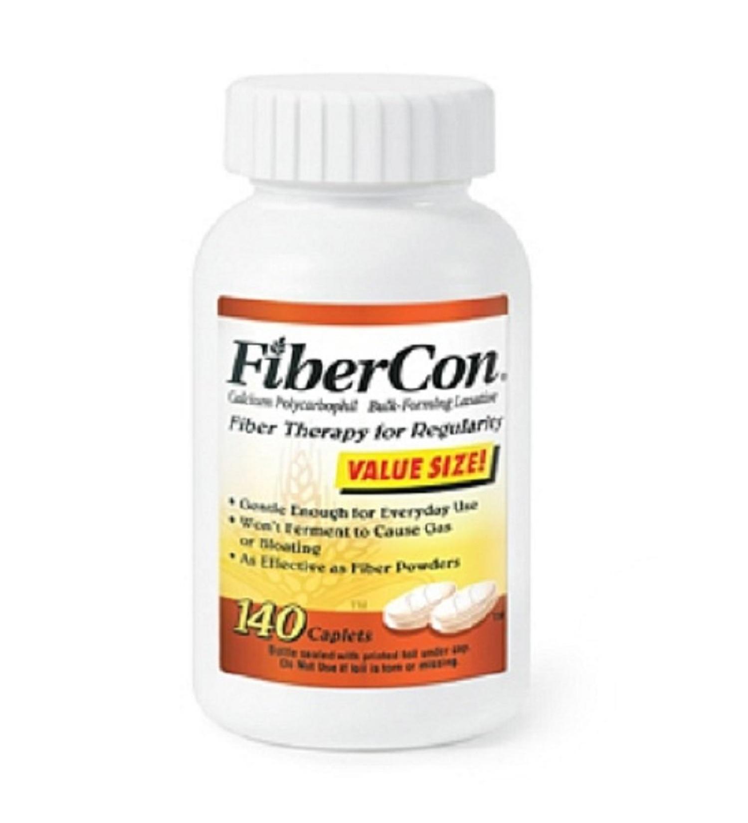 FiberCon - Fiber Supplement - Caplet - 140 per Bottle - 625 mg Strength - Calcium Polycarbophil