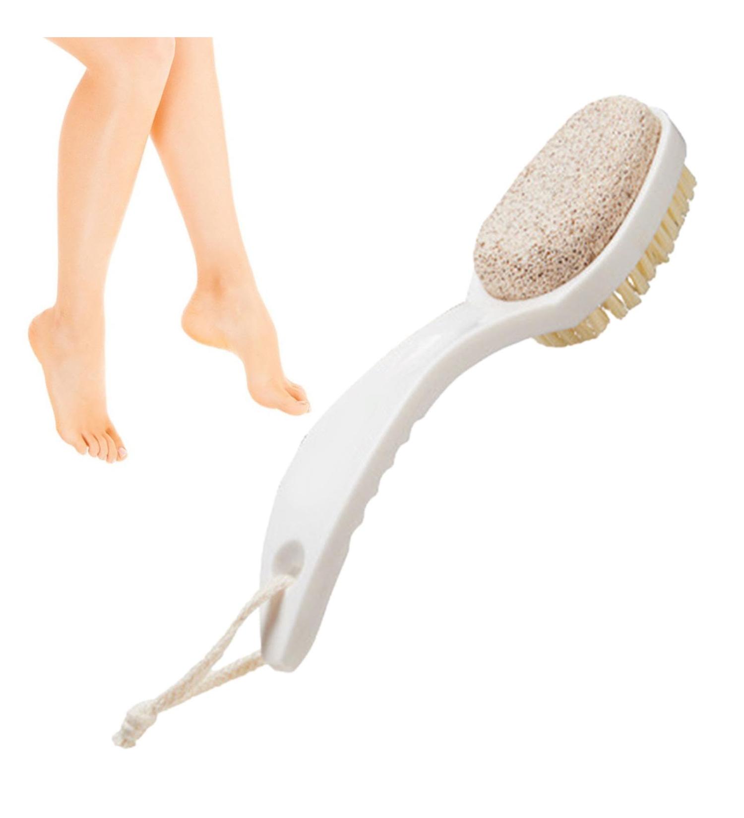 Fellflying Foot Brush and Pumice Stone | 2 in 1 Multifunctional Foot Scrubber Foot Care Tools Comfortable Anti-Slip Bathroom Accessories Gentle Callus Remover for Feet Pumice Stone for Feet White - Buy Online on GoSupps.com