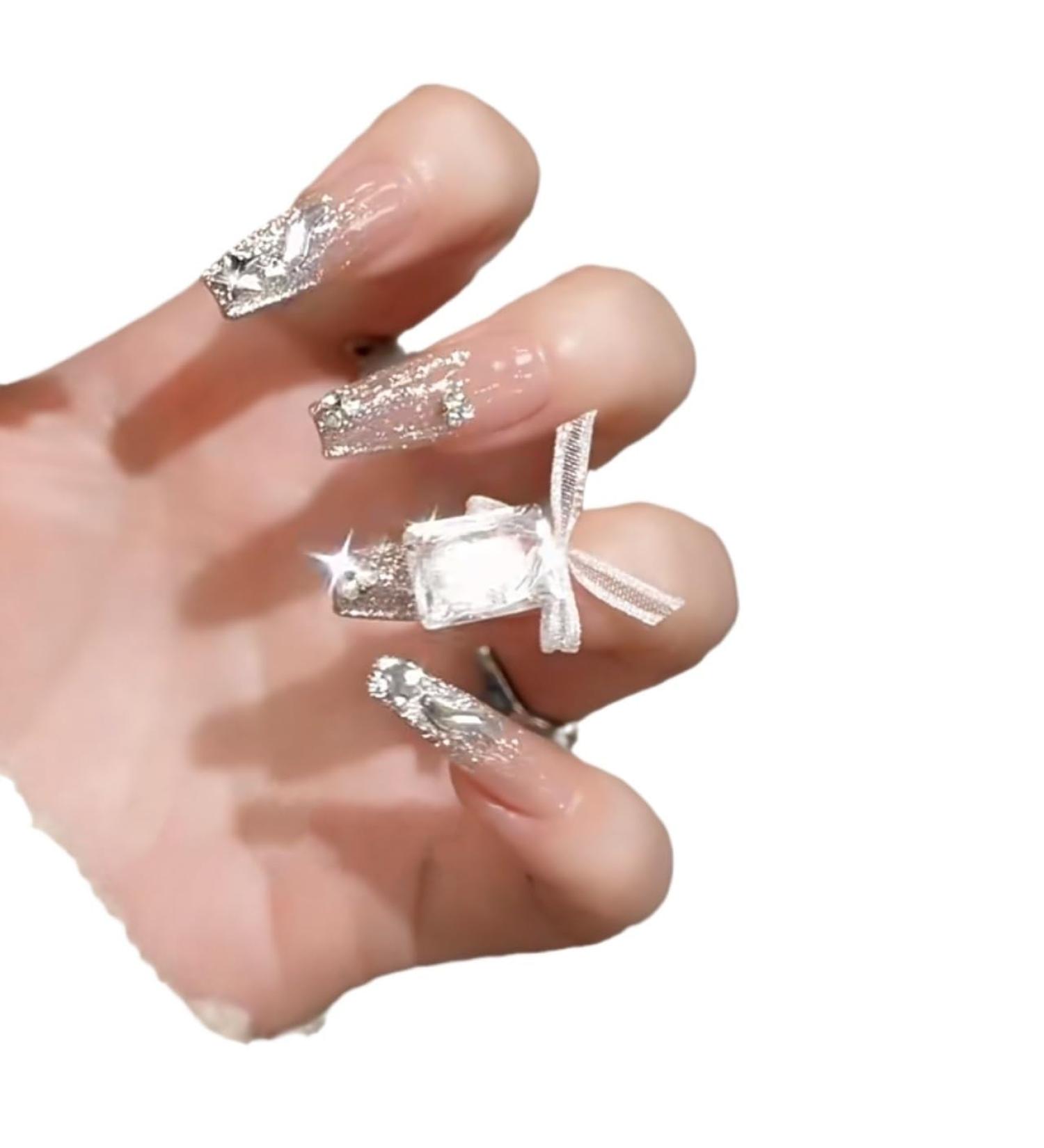 Handmade wearable nail bow detachable nail patch long duckbill shaped nail enhancement(Size:XS) - Buy Online on GoSupps.com