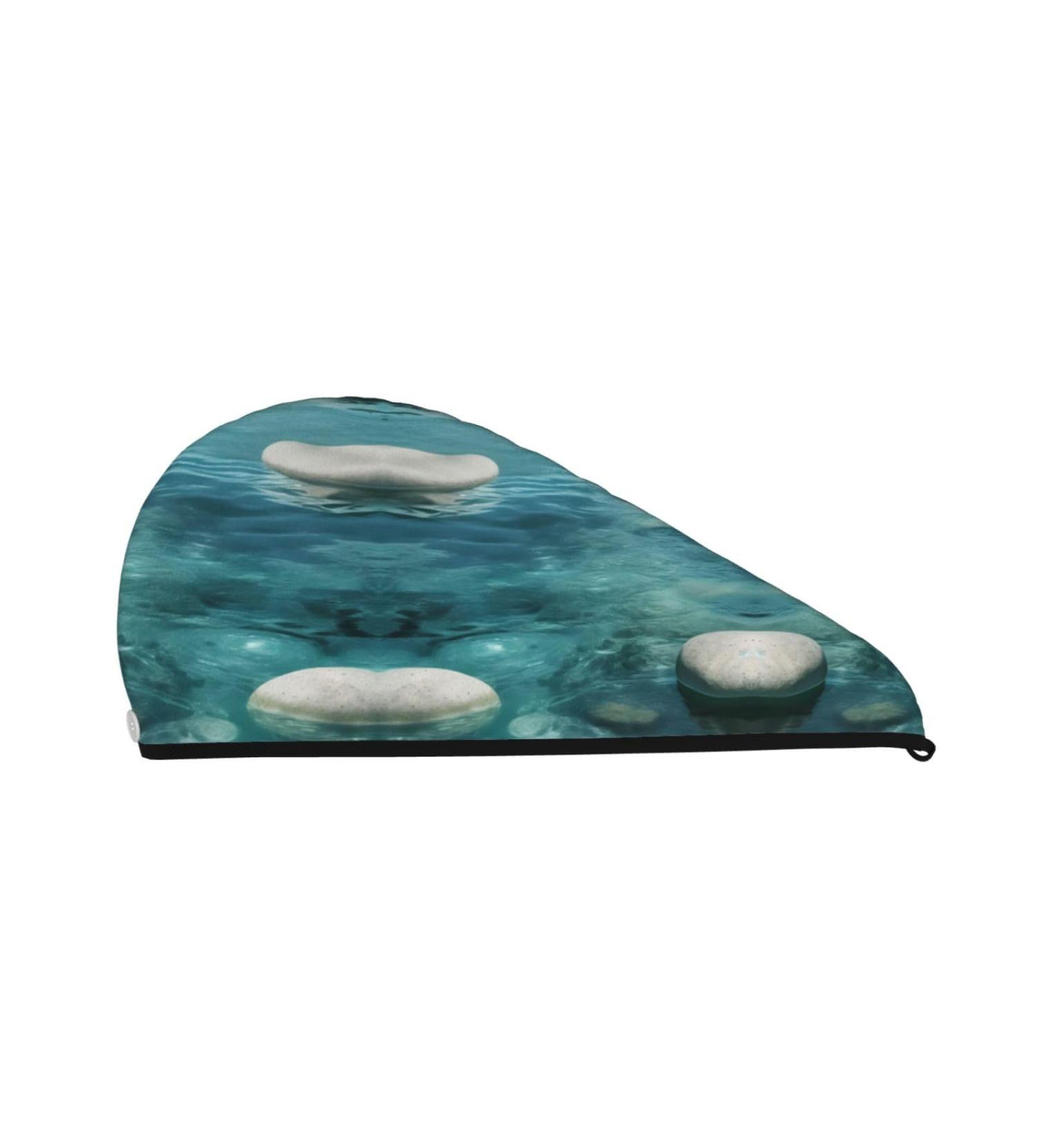 Tranquil Water Coral Velvet Dry Hair Cap | Anti-Frizz Caps with Buttons for Curly Long & Thick Hair Perfect for International Shipping - Buy Online on GoSupps.com