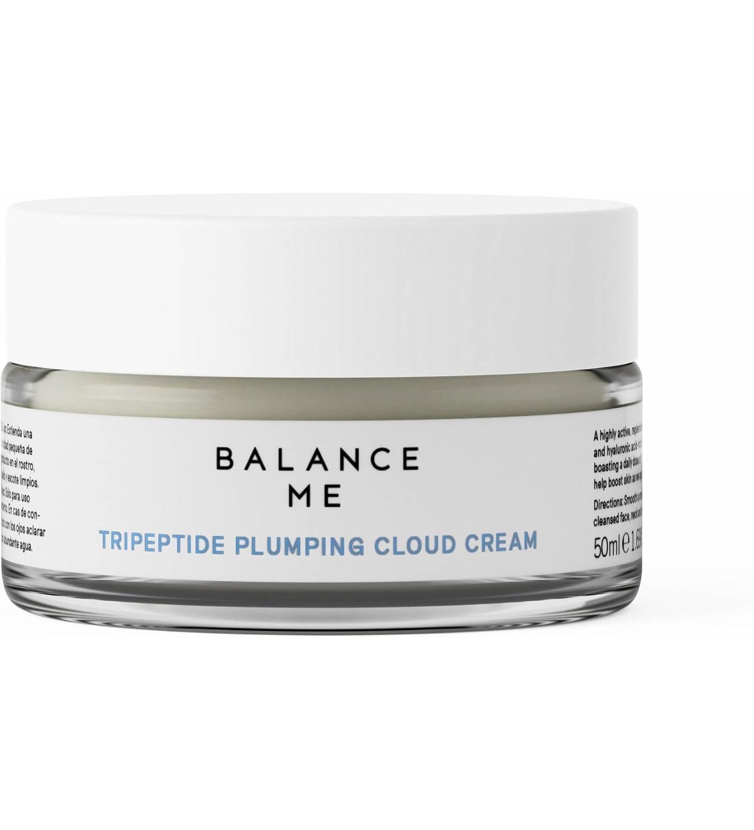 Balance Me Tripeptide Plumping Cloud Cream 50ml 99.9% Natural Skincare British Made Vegan Enriched with potent blend of Tripeptides Ceramides and Hyaluronic Acid - 50ml - Buy Online on GoSupps.com