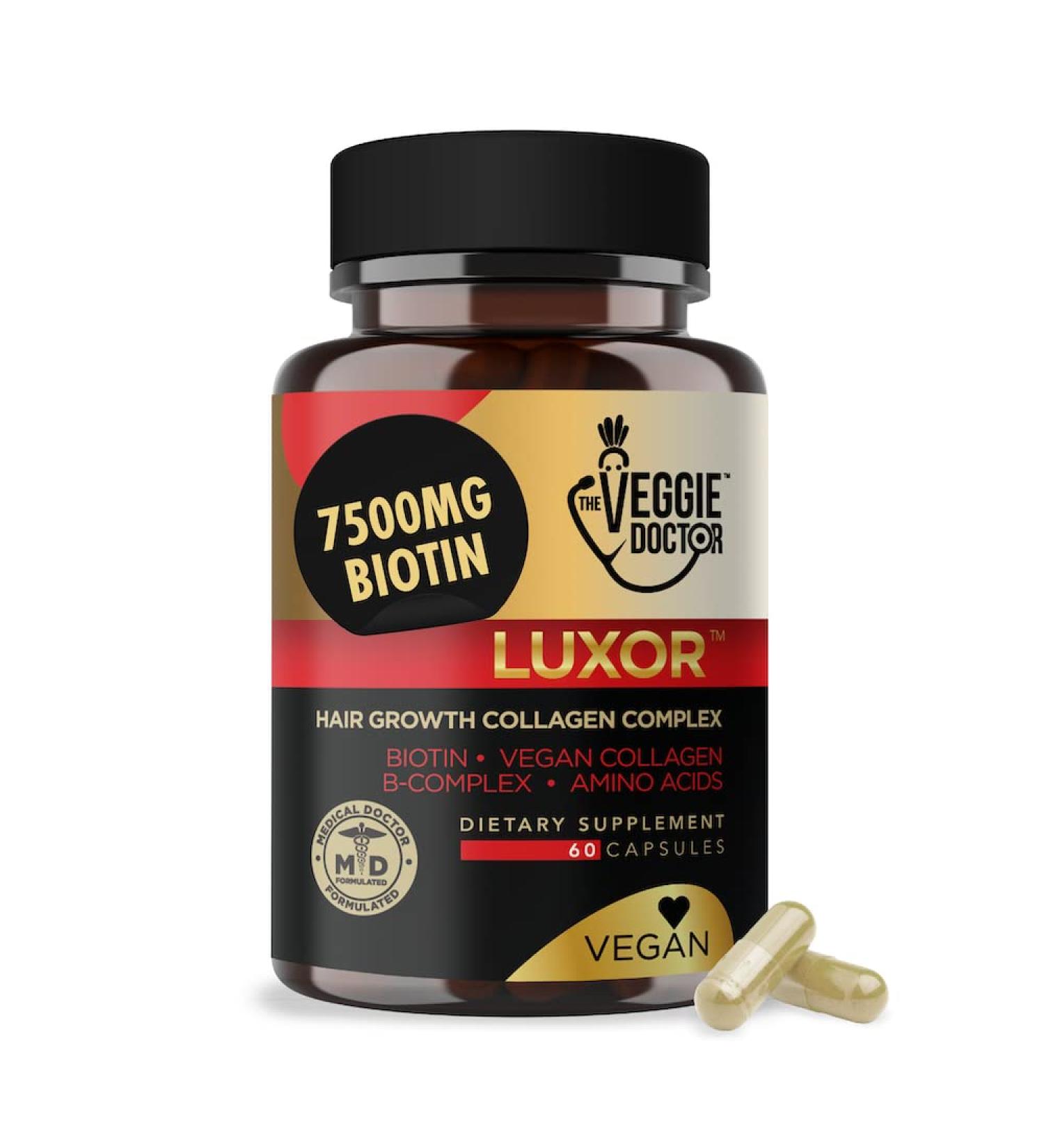 Vegan Collagen Pills with Biotin | 60 Capsules for Skin, Nails & Joints | Hair Growth Vitamins | Plant-Based Peptides - Buy Online on GoSupps.com