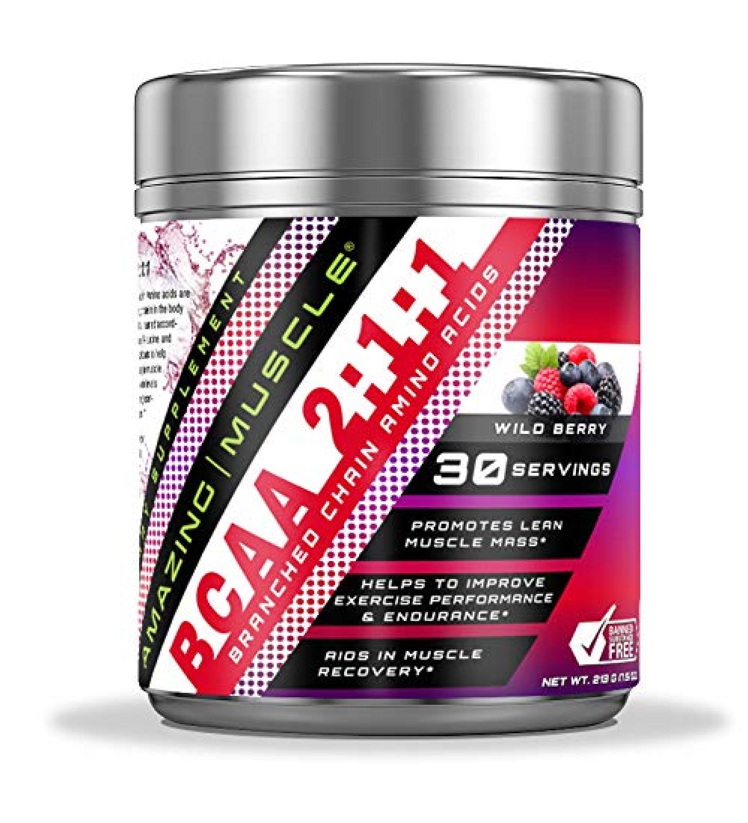 BCAA 2:1:1 - 6 000 MG Branched Chain Amino Acids for Lean Muscle Recovery & Endurance | Wild Berry Flavor | 30 Servings - Boost Performance - Buy Online on GoSupps.com