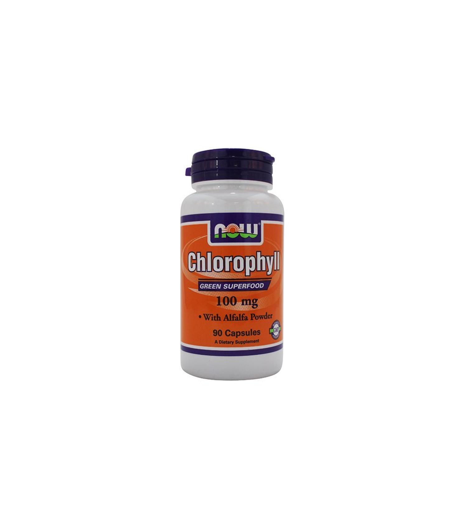 NOW Foods Chlorophyll - 100 mg - 90 Capsules - Buy Online on GoSupps.com