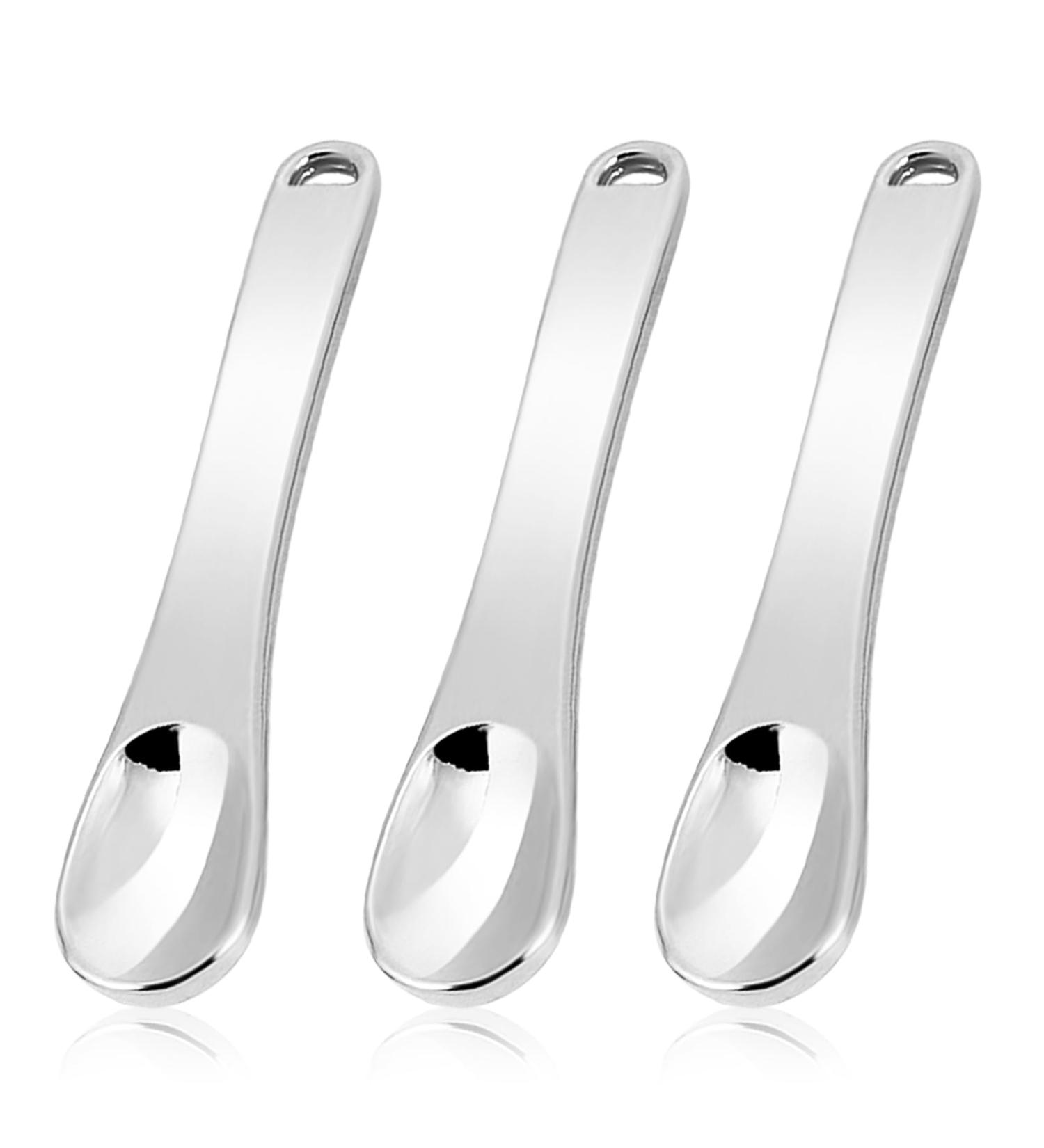 WLLHYF Mini Metal Makeup Spatula Skin Care Cosmetic Spoon Reusable Applicator Beauty Scoop for Facial Cosmetic for Face Mask Cream Lotions Moisturizers (3 Silver) - Buy Online on GoSupps.com