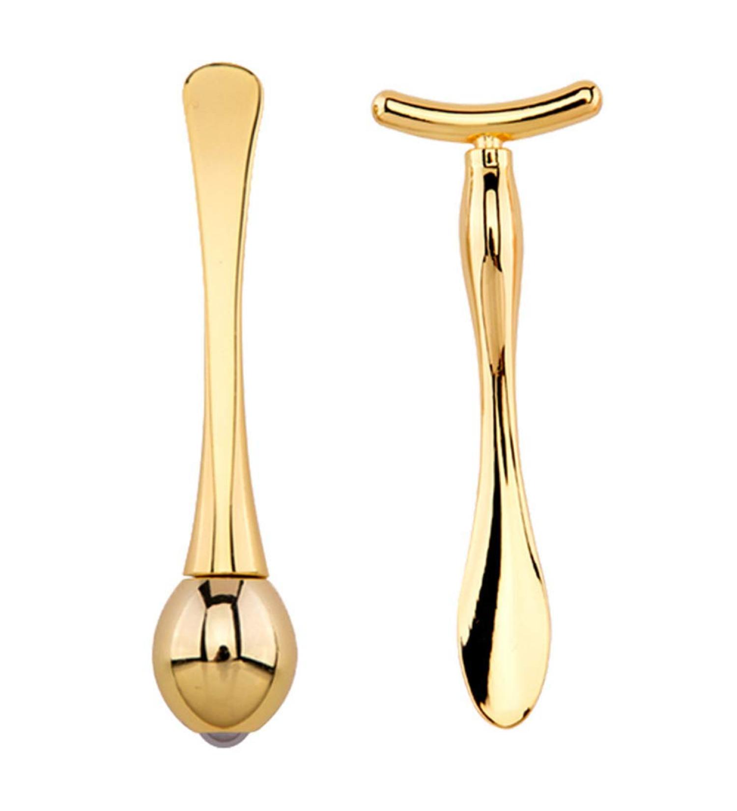 AKOAK 2pc Metal Eye Cream Applicator & Facial Roller Stick - Reduce Puffiness, Wrinkles & Dark Circles (Gold) - Buy Online on GoSupps.com