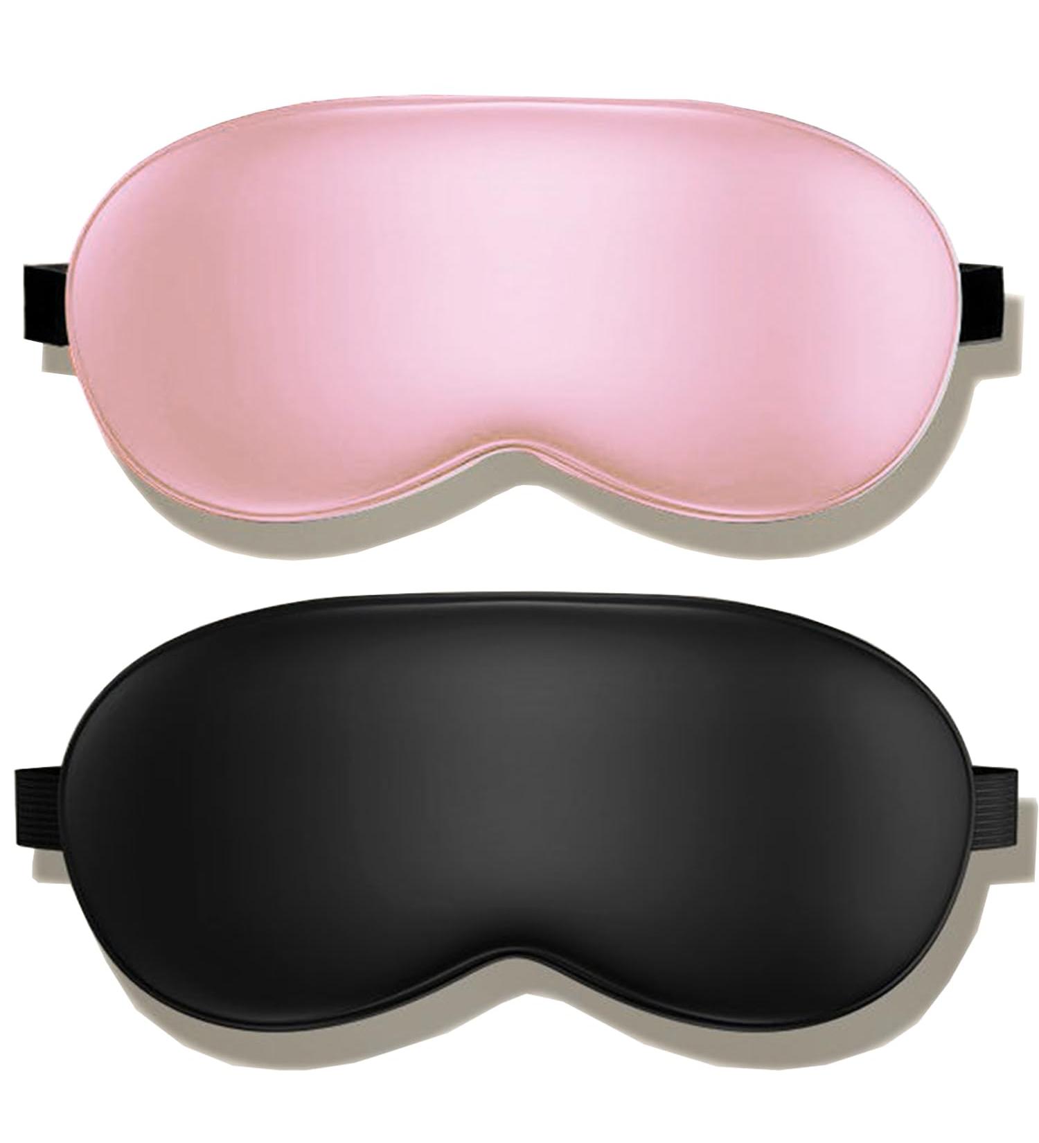 Silk Sleep Mask Sleeping Eye Mask Blackout Eye Covers Daytime Travel Silk Eye Mask Night Sleeping Mask for Women Men (Pink+black) Pink Black - Buy Online on GoSupps.com