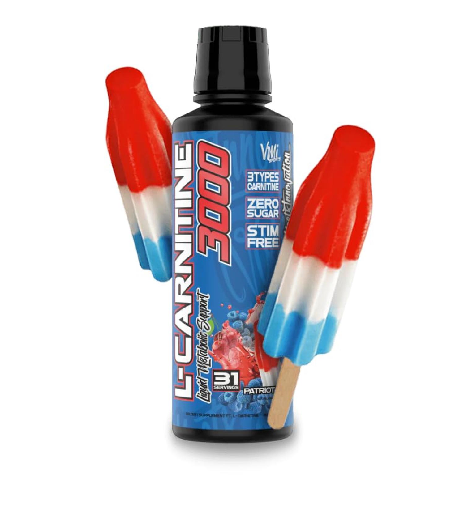 L-Carnitine 3000 Liquid | 3000 mg Carnitine Supplement | Zero Calorie Zero Sugar Keto Friendly for Men and Women Great Tasting| 31 Servings (Patriot Pop 16 fl. oz.) - Buy Online on GoSupps.com