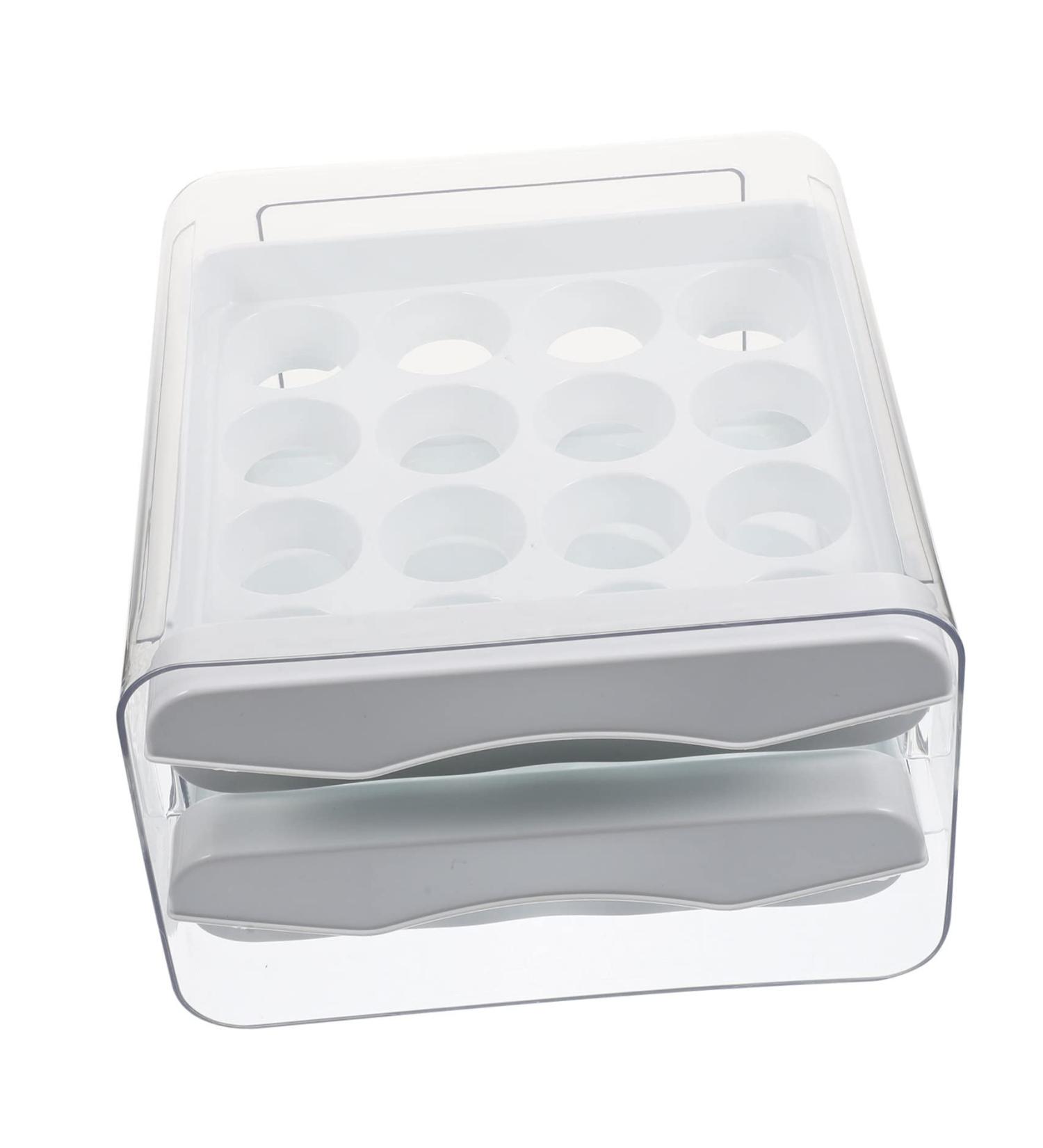 Mikikit Egg Storage Box Egg Tray for Refrigerator Egg Storage Tray Convenient Egg Organizer Household White 21.5x22.5x14cm - Buy Online on GoSupps.com