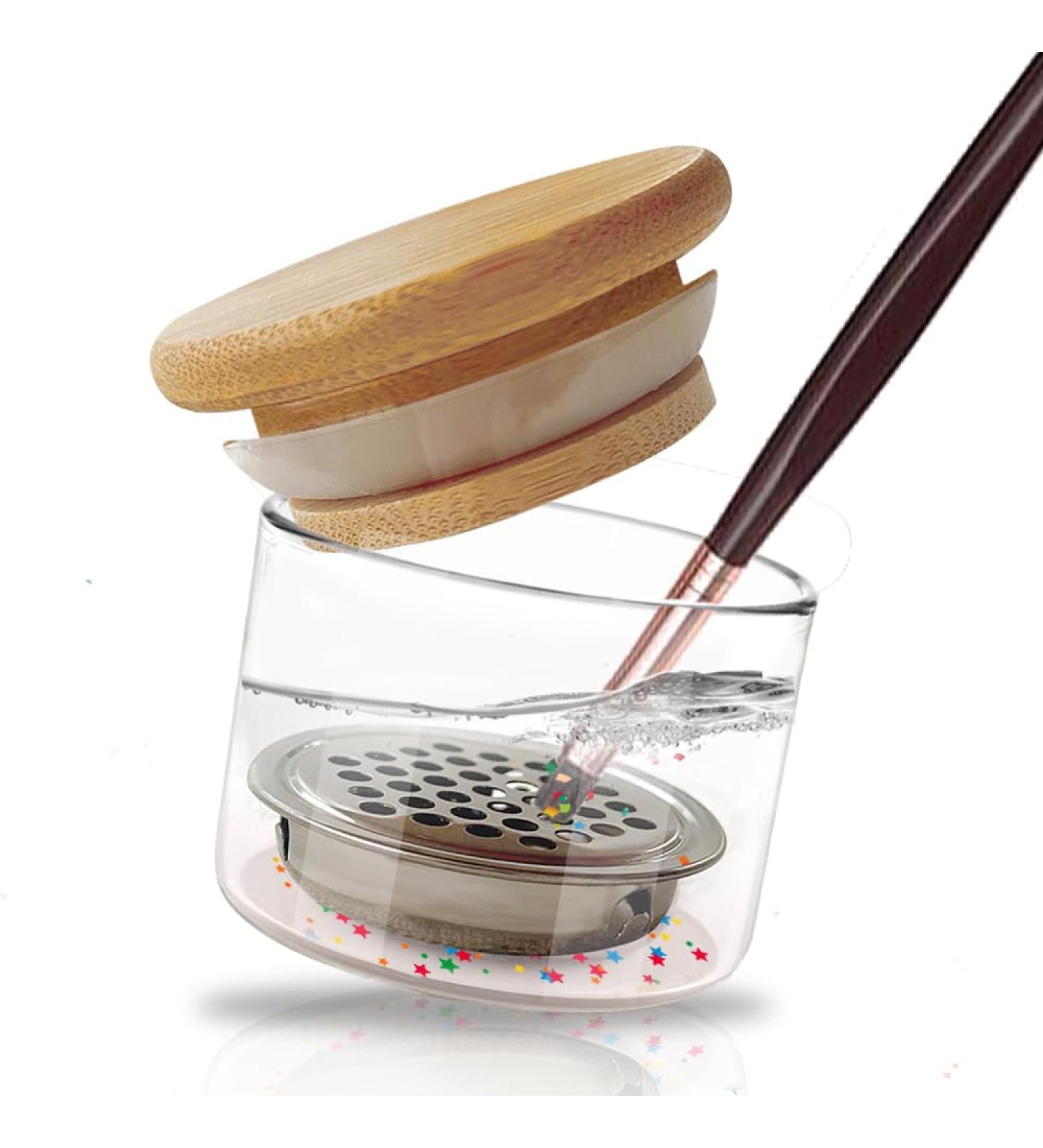 Portable Nail Brush Cleaner Cup - Acrylic Dappen Dish with Lid for Easy Cleaning | Ideal for Nail Art Sequins & Glitter Dust - Buy Online on GoSupps.com