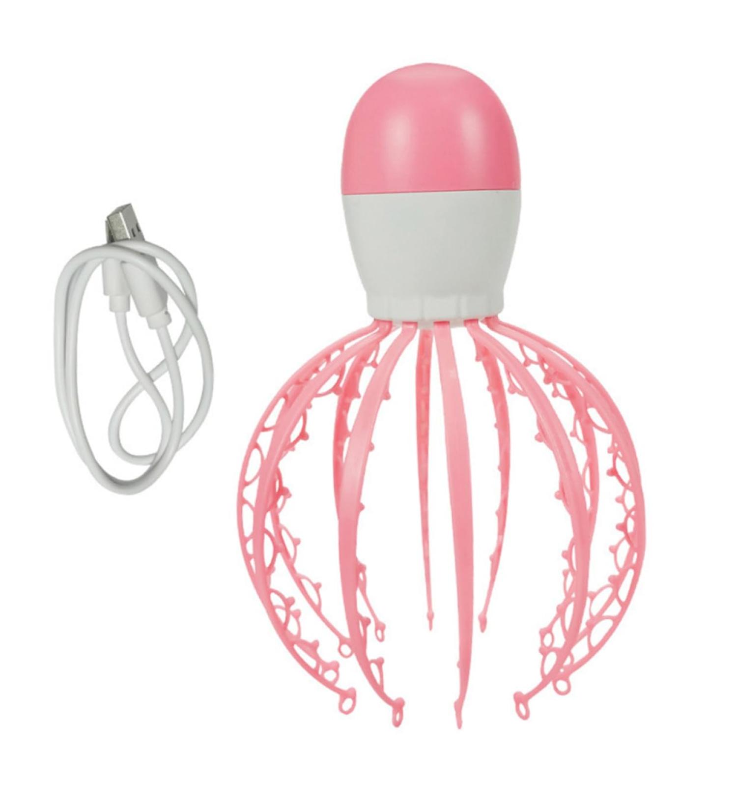 Healeved 2-in-1 Electric Scalp Massage Brush - Pink Baby Octopus Design for Therapeutic Head Scratching & Shampoo Massage - Buy Online on GoSupps.com