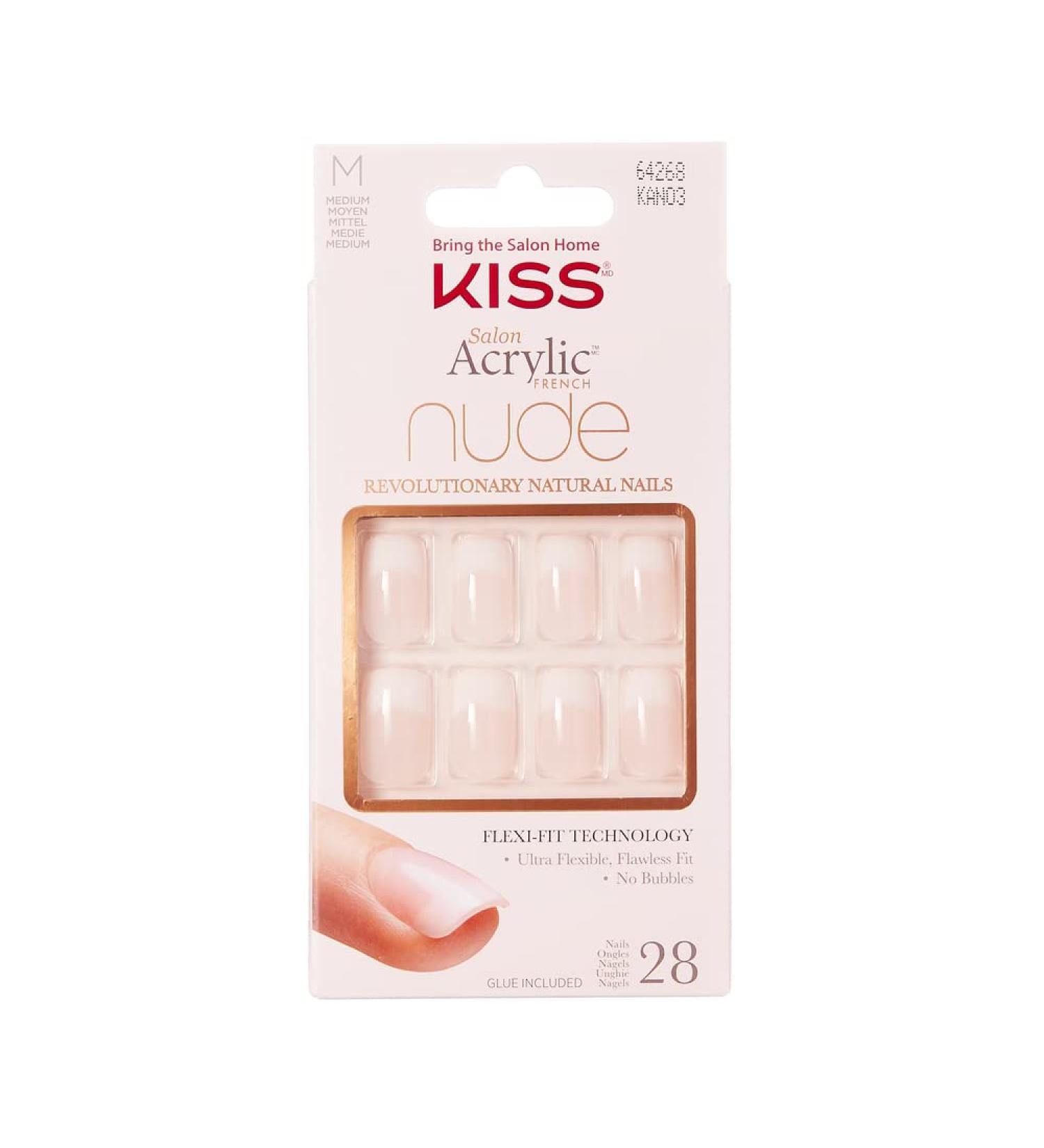 KISS Salon Acrylic Nude 28 Nails (KAN03) - 28 Count Pack - Long-Lasting Artificial Nails - Buy Online on GoSupps.com