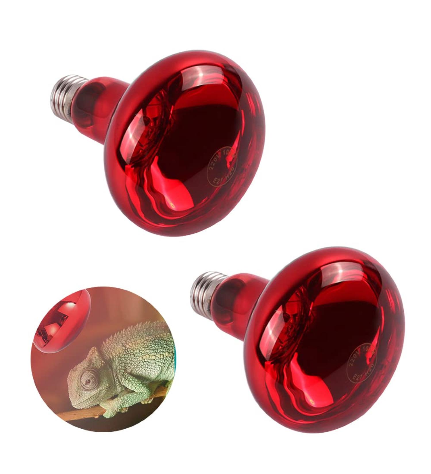 Naveso 100W Infrared Heat Lamp for Reptiles & Animals - Durable E27 Base Red Light Radiators (2 Pack) - Ideal for Turtles Chickens & Terrariums - Buy Online on GoSupps.com