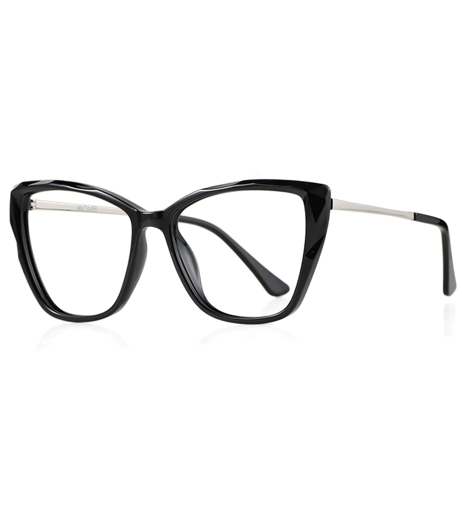 Blue Light Blocking Glasses - Vintage Oversized Cat Eye for Women & Men | Anti Eyestrain & UV Protection - AB3304 Bright Black - Buy Online on GoSupps.com