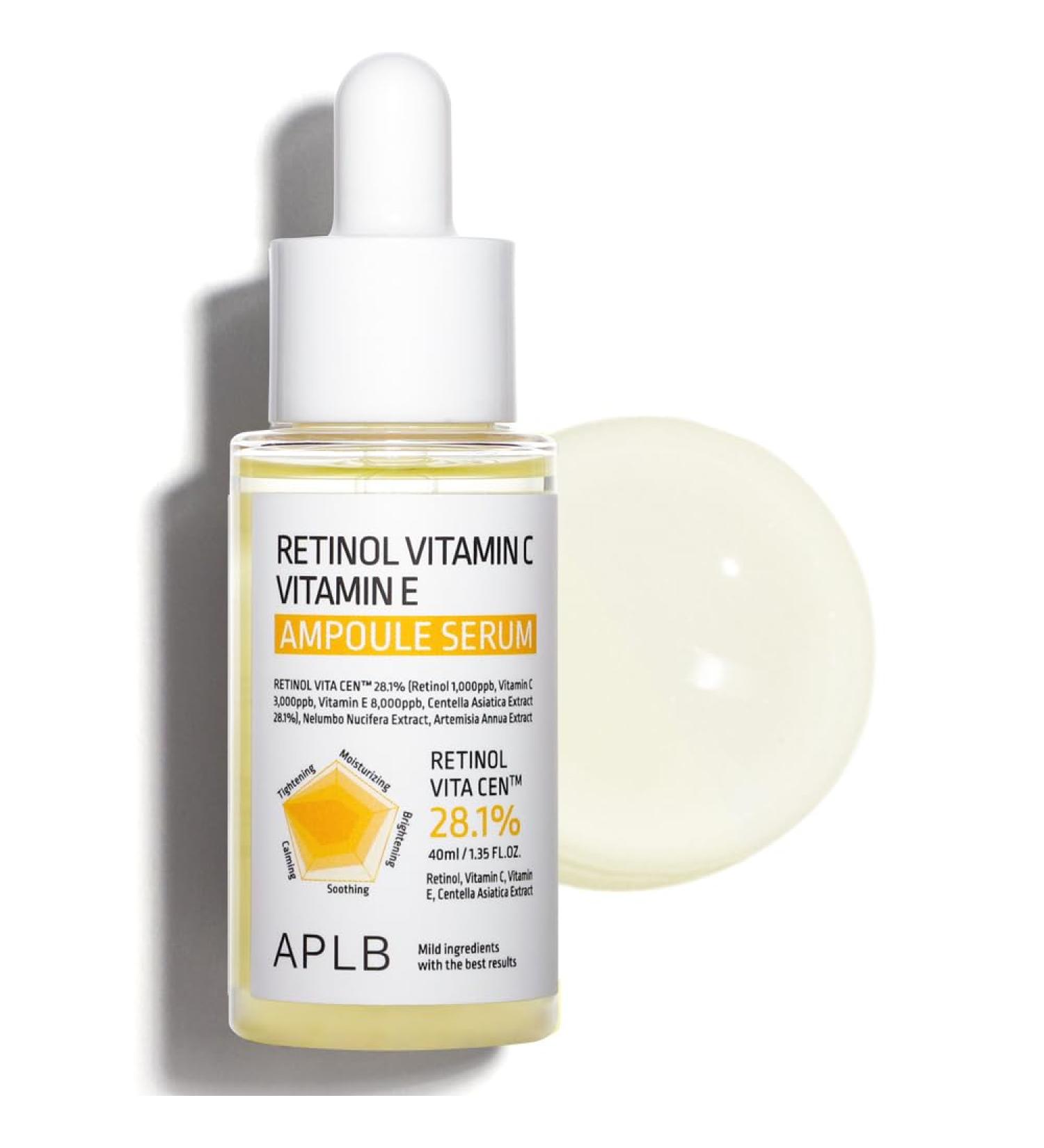 APLB Retinol Vitamin C Vitamin E Ampoule Serum | RETINOL VITA CEN 28.1% 1.35 FL.OZ/Korean Skincare Long lasting moisturizing Revitalize for gentle and improve skin texture - Buy Online on GoSupps.com