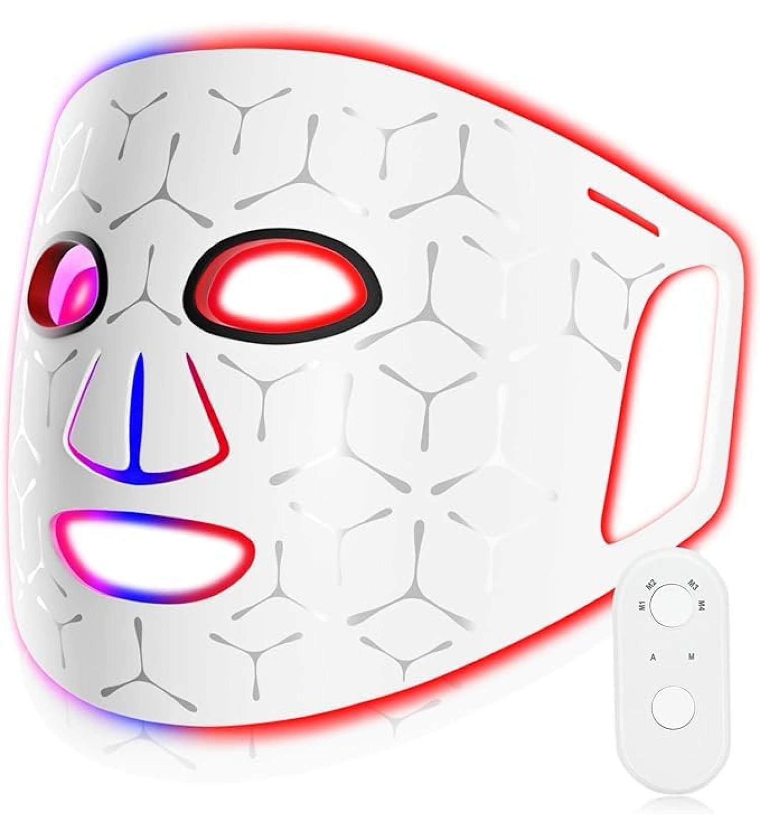kingdo Red Light Therapy Devices 3-In-1 Red Light Therapy Mask with Mixed Colors Near Infrared Blue & Red Light Therapy LED Face Mask for Face Skin Care - Buy Online on GoSupps.com