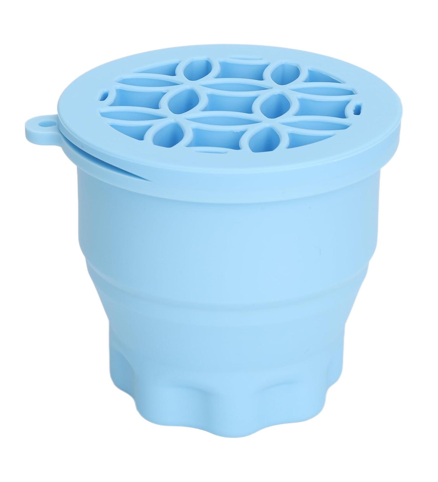 2 in 1 Makeup Brush Cleaner Bowl | Portable Folding Cleaning Mat with Drying Rack | Space-Saving Brush Cleaner in Blue - Buy Online on GoSupps.com