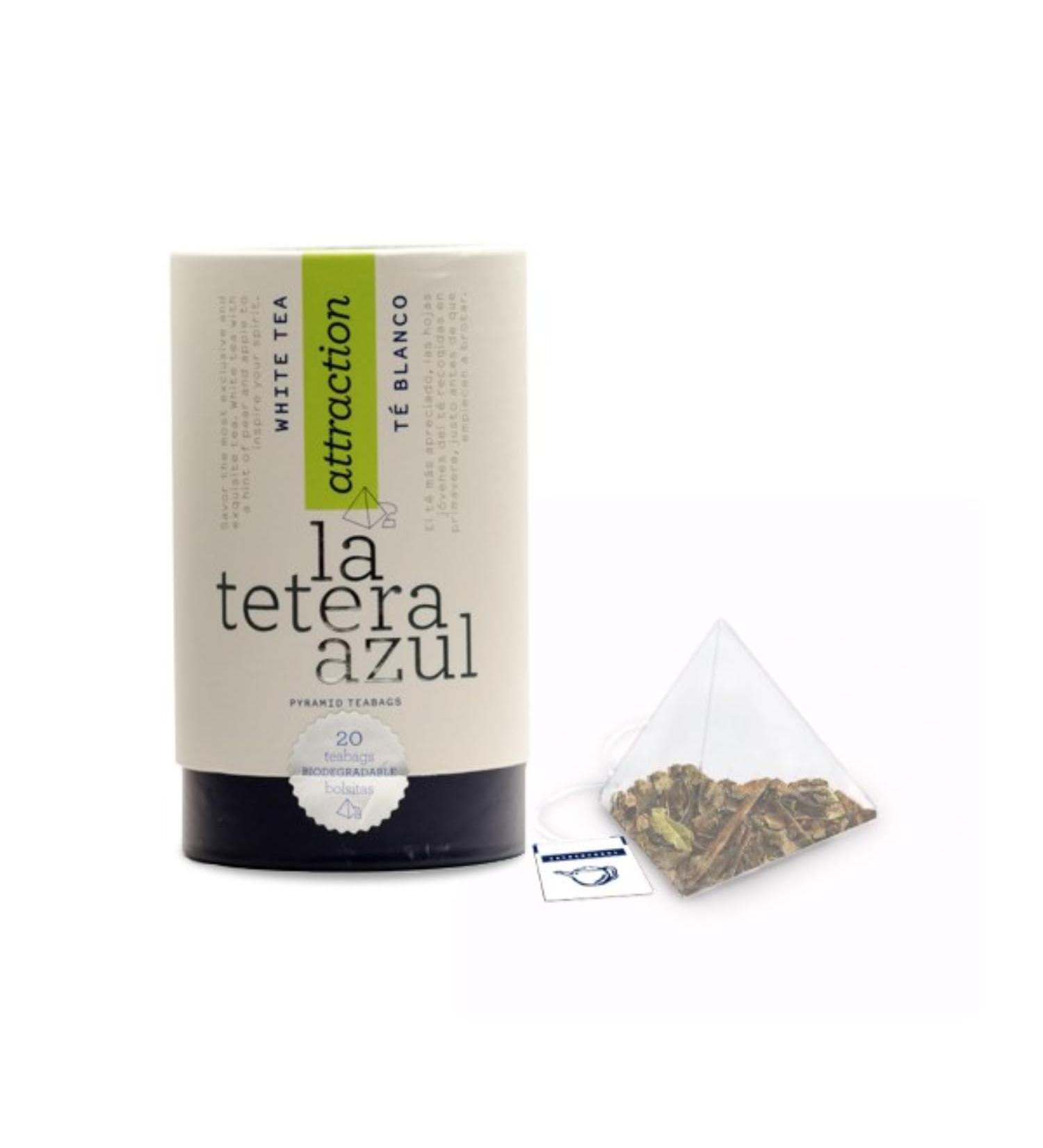  LATETERAZUL La Tetera Azul | Fruity White Tea | Chinese Pear and Apple White Tea | Gift Tube Delicate Aromas of White Tea and Fruit - 20 Pyramids (30 g) - Buy Online on GoSupps.com