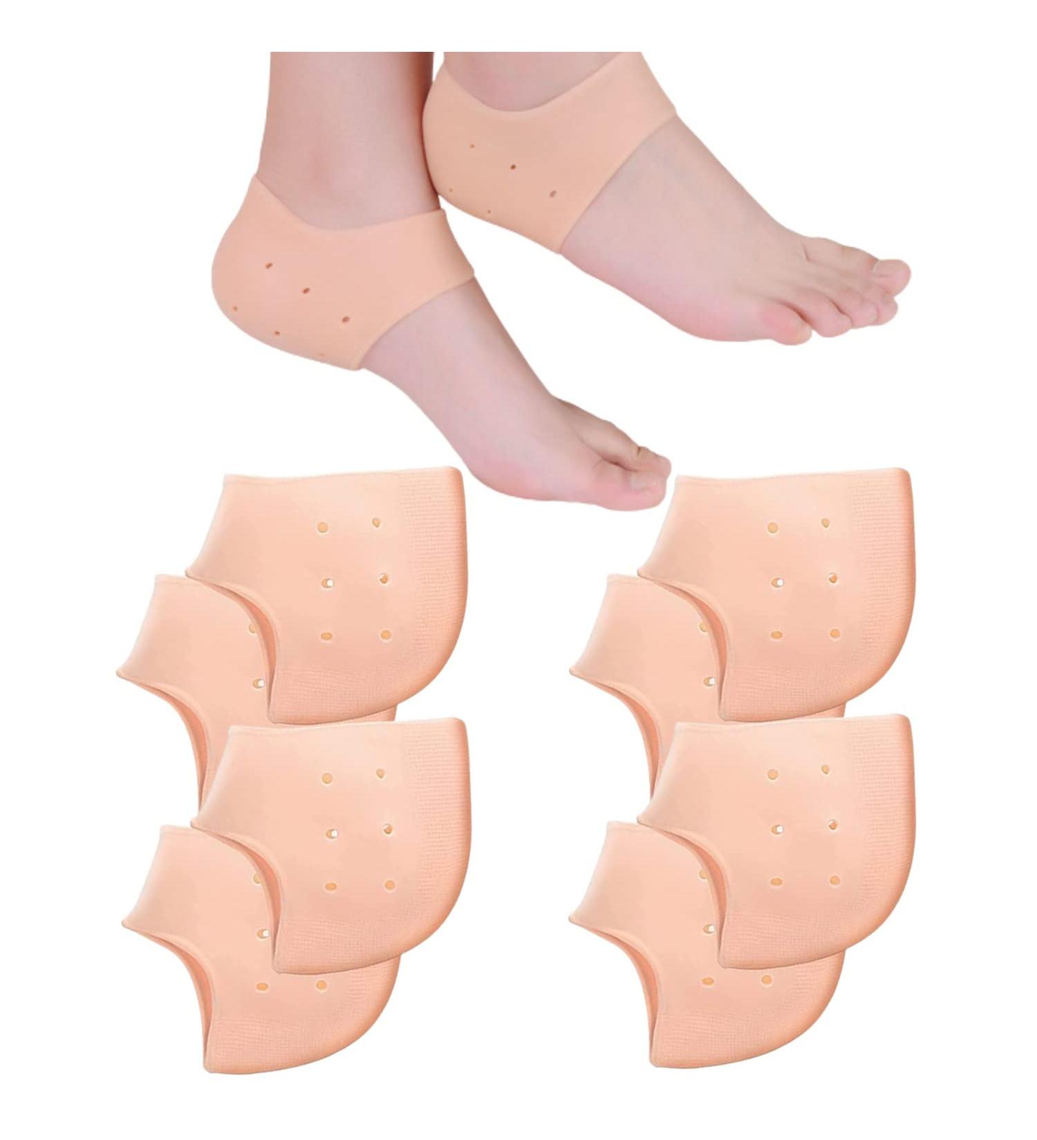 Silicone Gel Heel Sleeve 4 Pairs - Breathable Cushion for Plantar Fasciitis - Nude - Buy Online on GoSupps.com