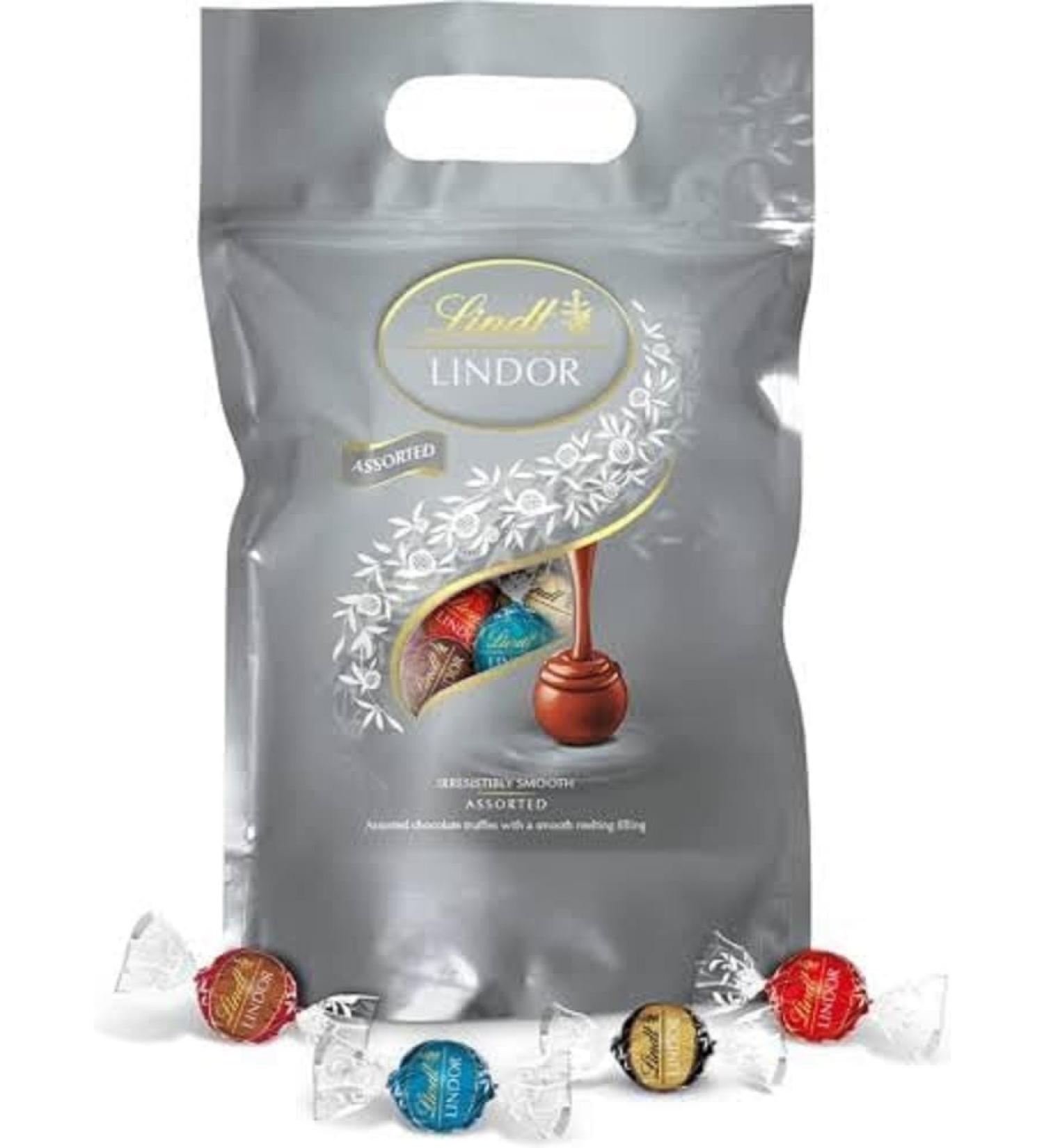 Lindt Lindor Silver Mixture 1kg - 80 Milk 70% Salted Caramel & Double Chocolate Pralines | Perfect Chocolate Gift - Buy Online on GoSupps.com