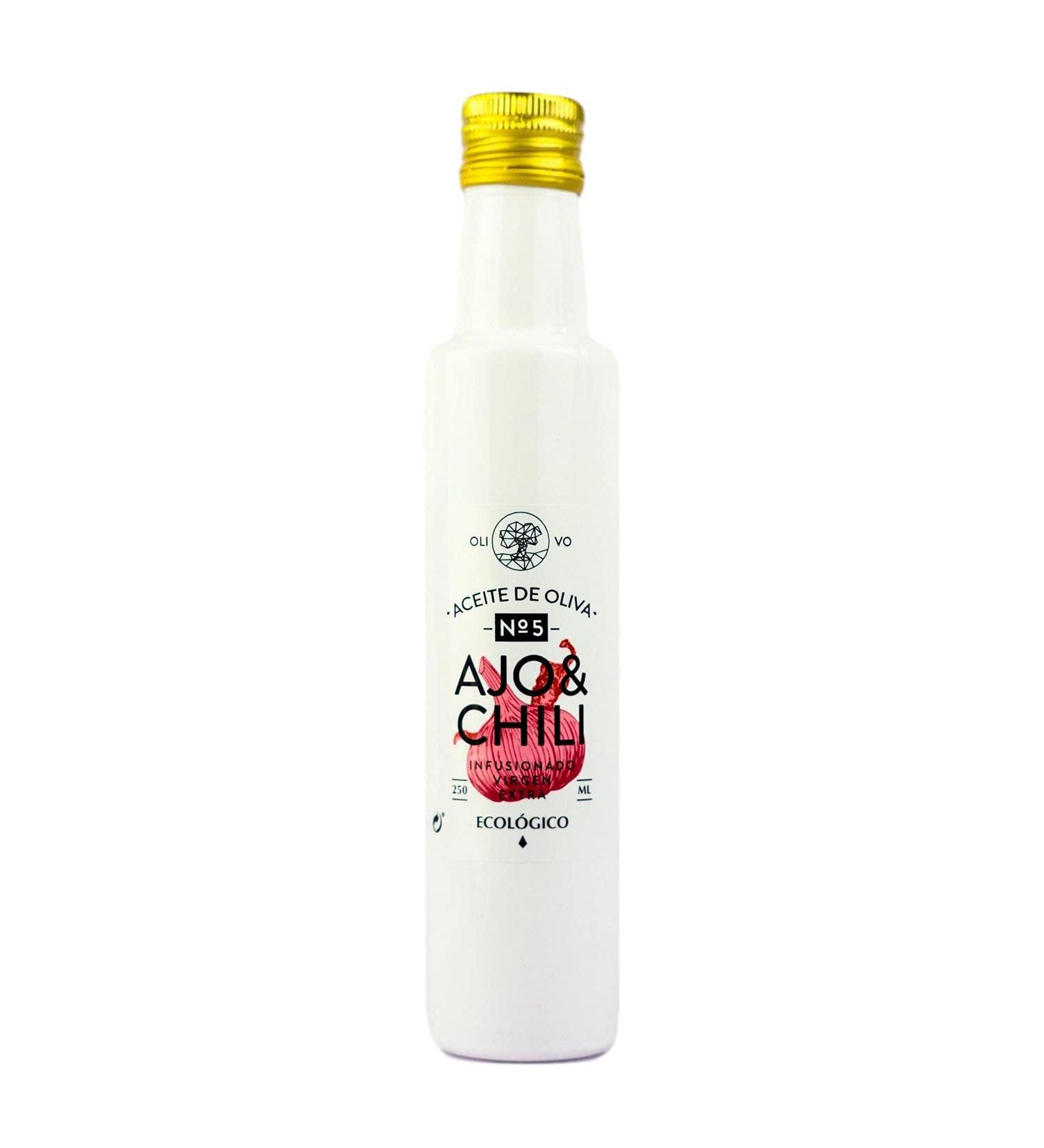 Organic extra virgin olive oil - Infused with garlic and chili - bottle 250 ml