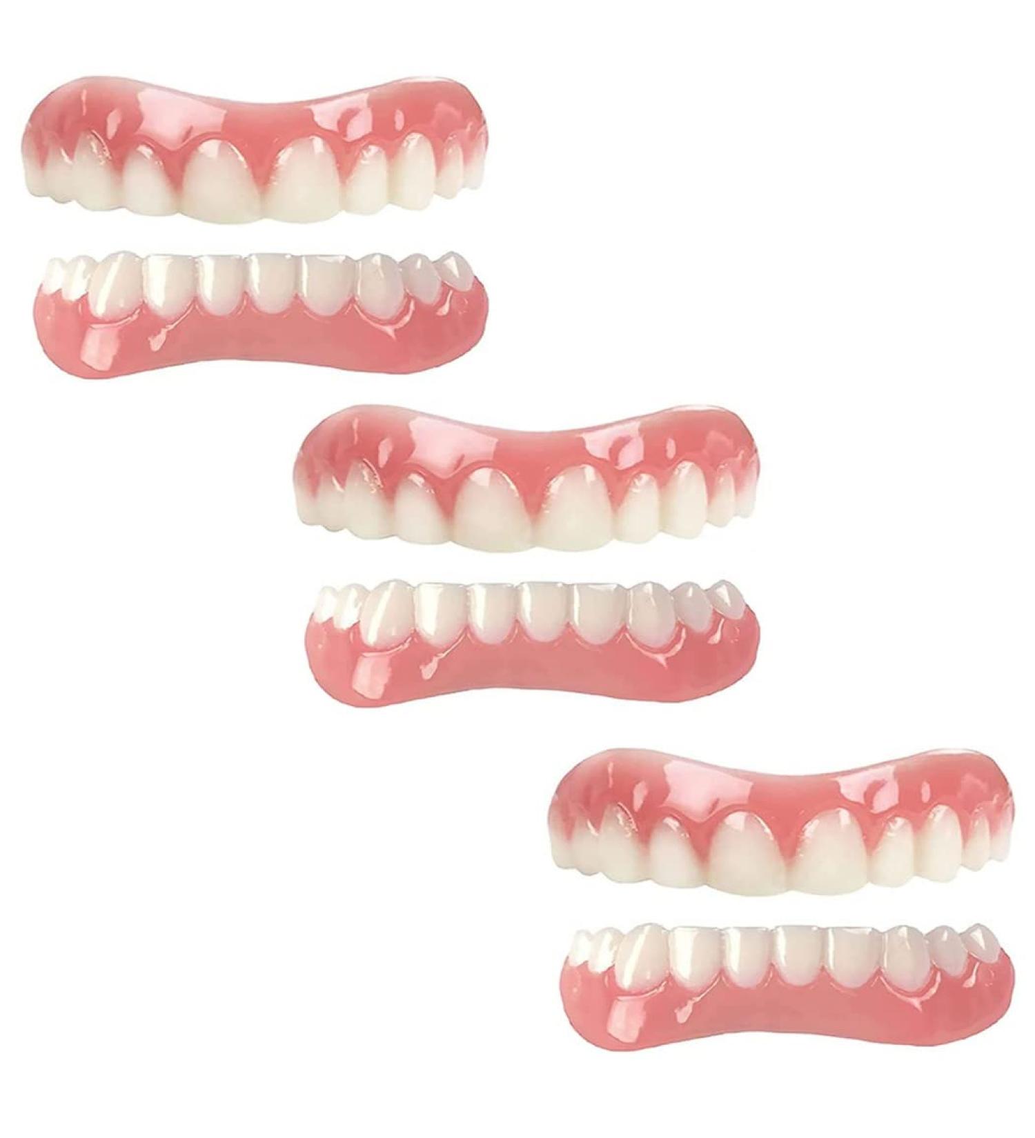 XZLZMD Pebble Gel Dental Prostheses - Natural Color Temporary Teeth for Men & Women | 3 Pairs - Immediate Repair for Cracked or Missing Dentures - Buy Online on GoSupps.com