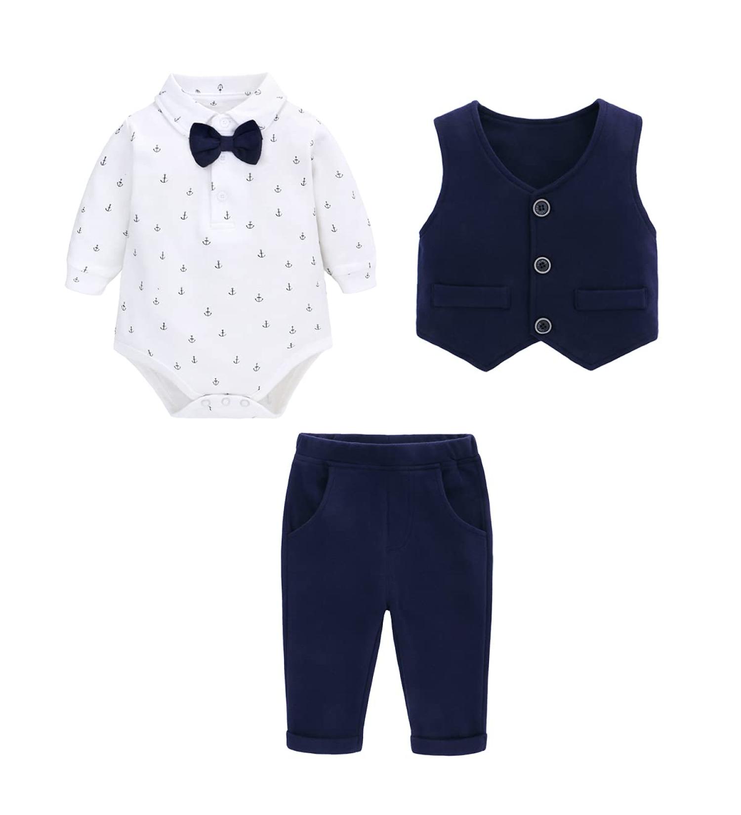 Famuka Baby Boy Formal Outfit Suit | Gentleman Tuxedo 3 PCS | 24 Months Navy - Buy Online on GoSupps.com