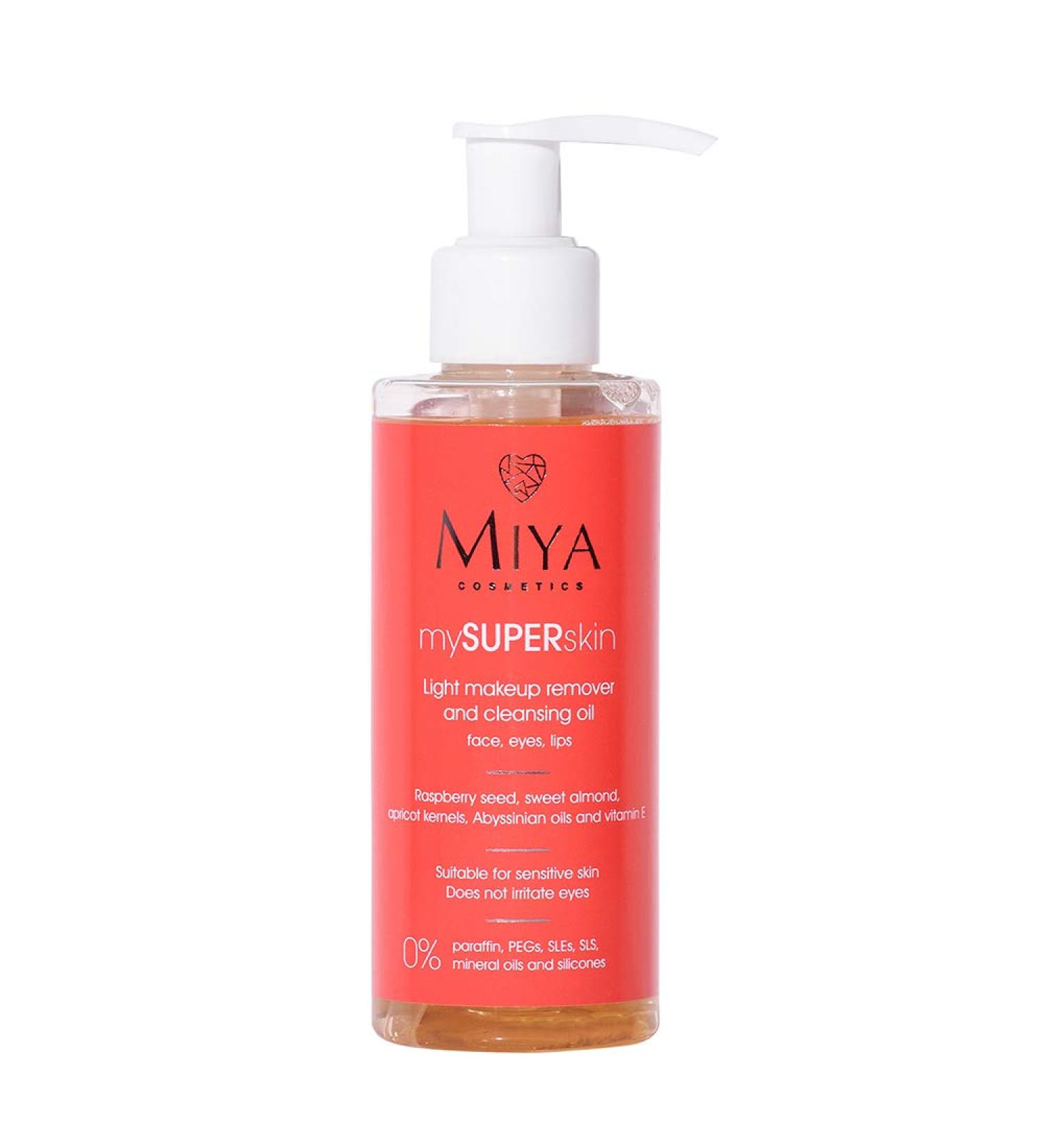 Miya Cosmetics Light Makeup Remover Oil | 140ml | Raspberry Seed & Sweet Almond Oil | Vitamin E | Gentle & Effective | Doesn't Irritate Eyes | For all Skin Types | Cruelty-Free - Buy Online on GoSupps.com