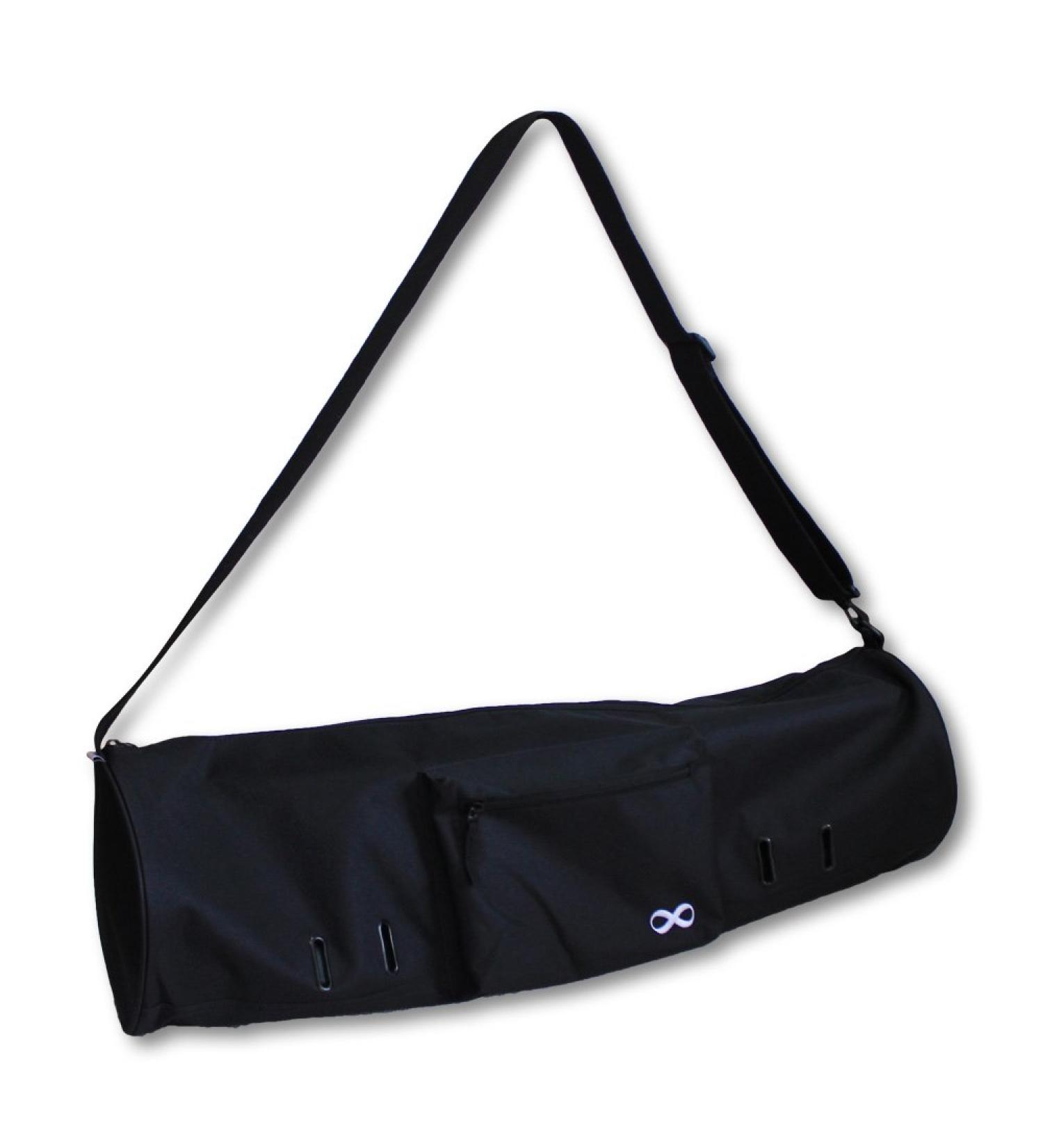 YogaAddict Large Yoga Mat Bag - 28 x 8 Inches - Compact Carrier with Pockets - Adjustable Strap - Easy Access - Black - Buy Online on GoSupps.com